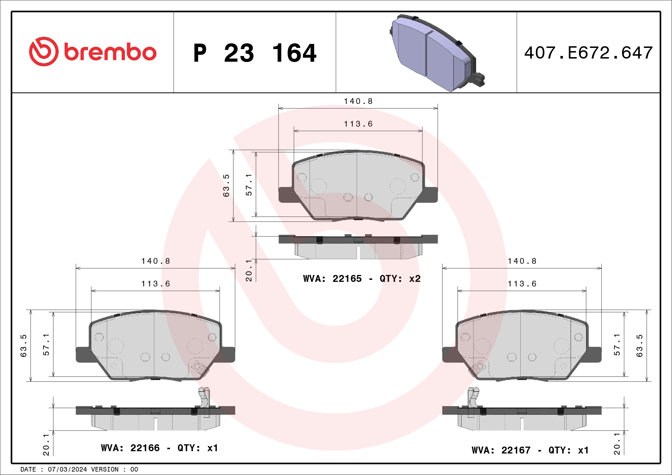 Placute frana BREMBO P 23 164