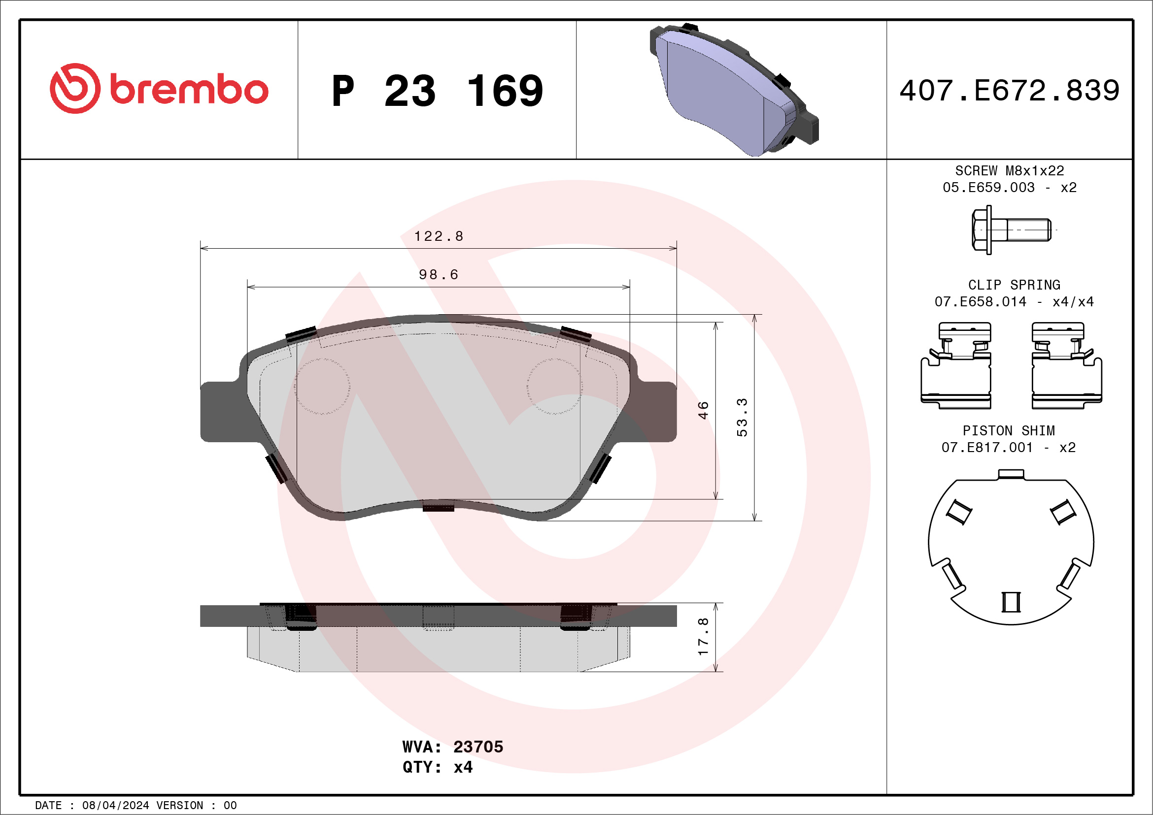 Placute frana BREMBO P 23 169