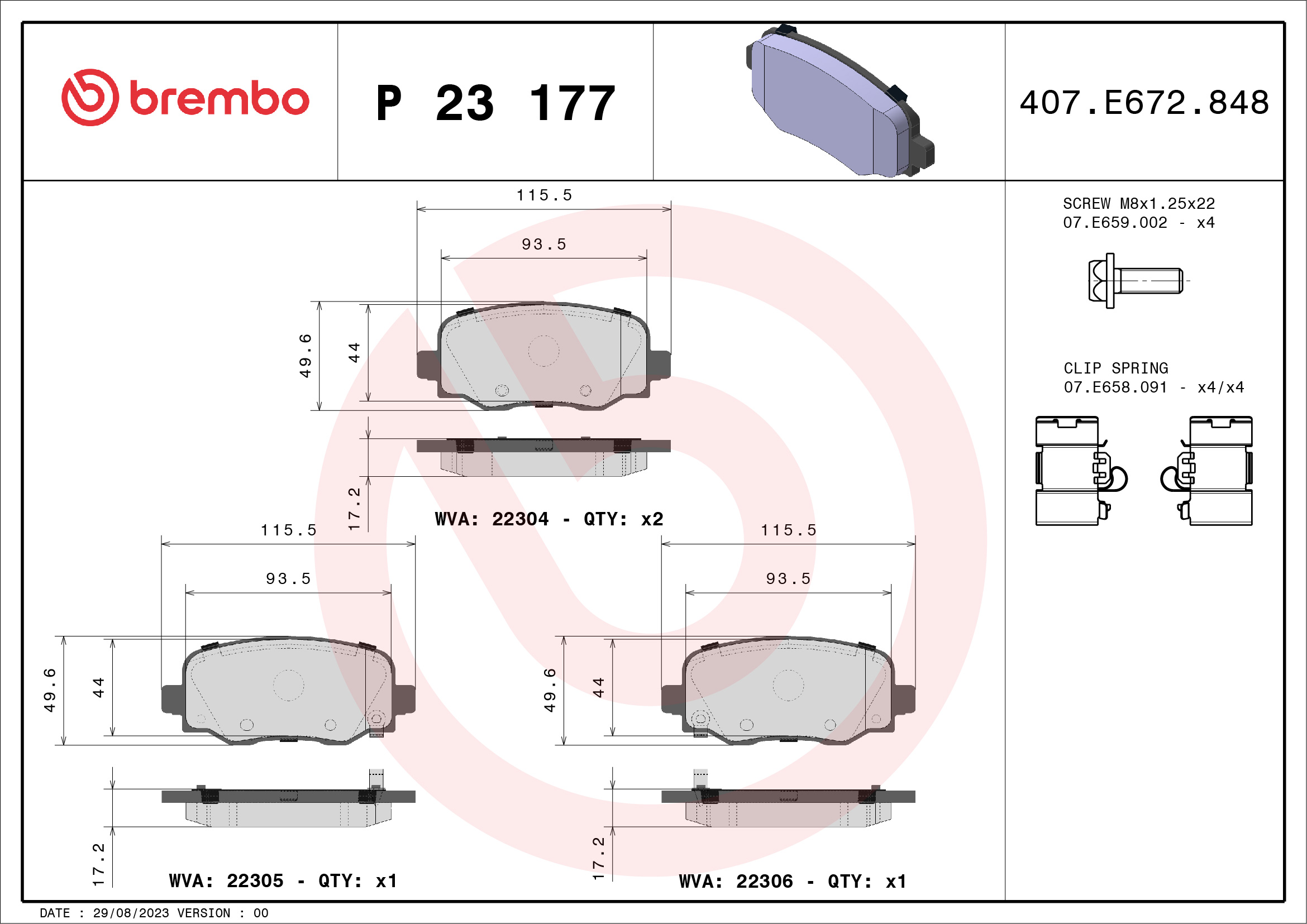 Placute frana BREMBO P 23 177