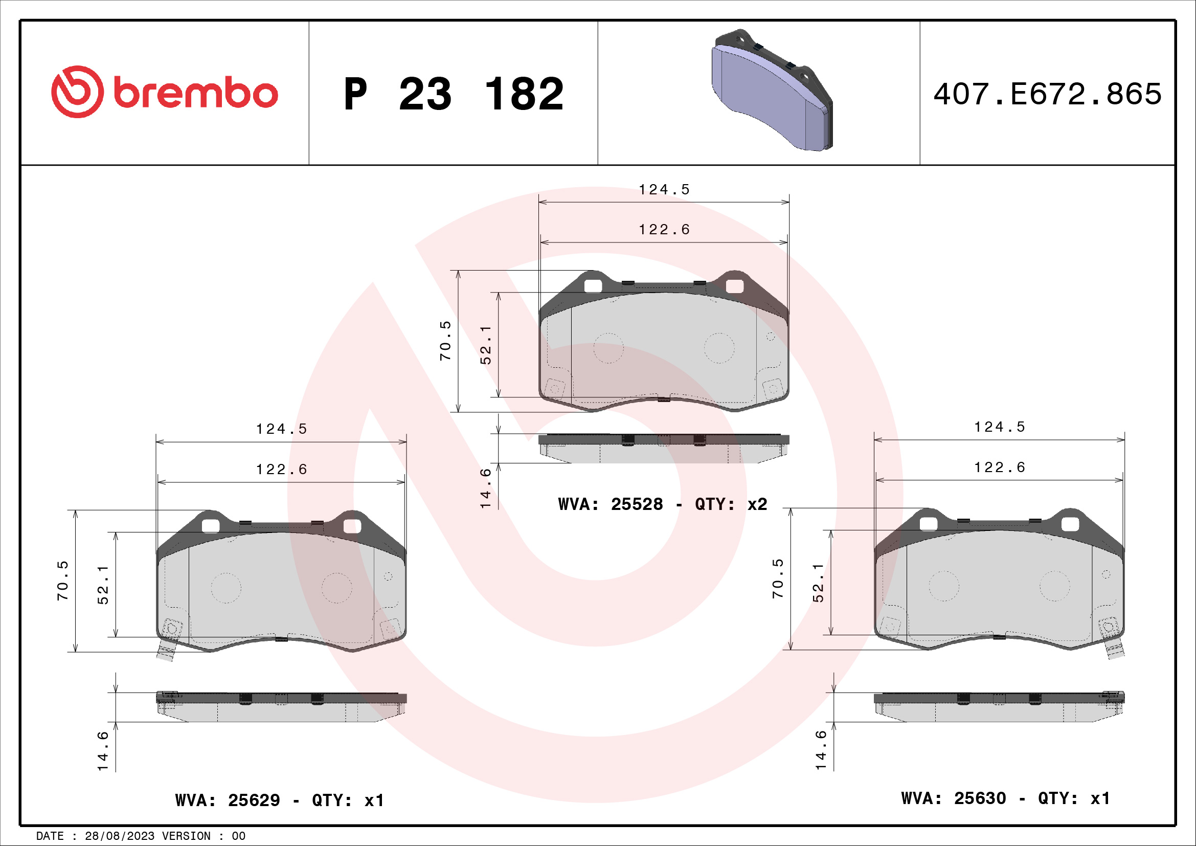 Placute frana BREMBO P 23 182