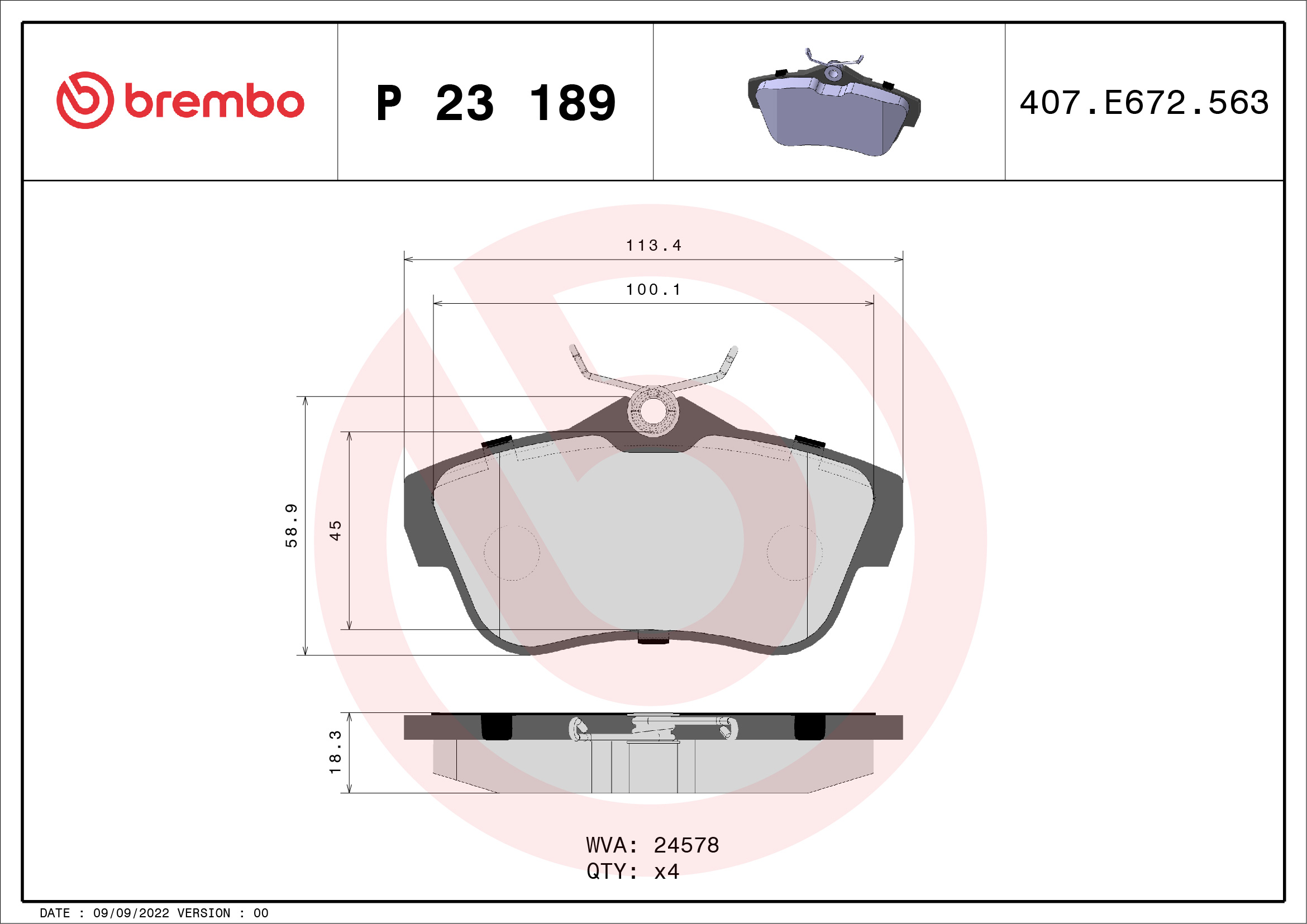 Placute frana BREMBO P 23 189
