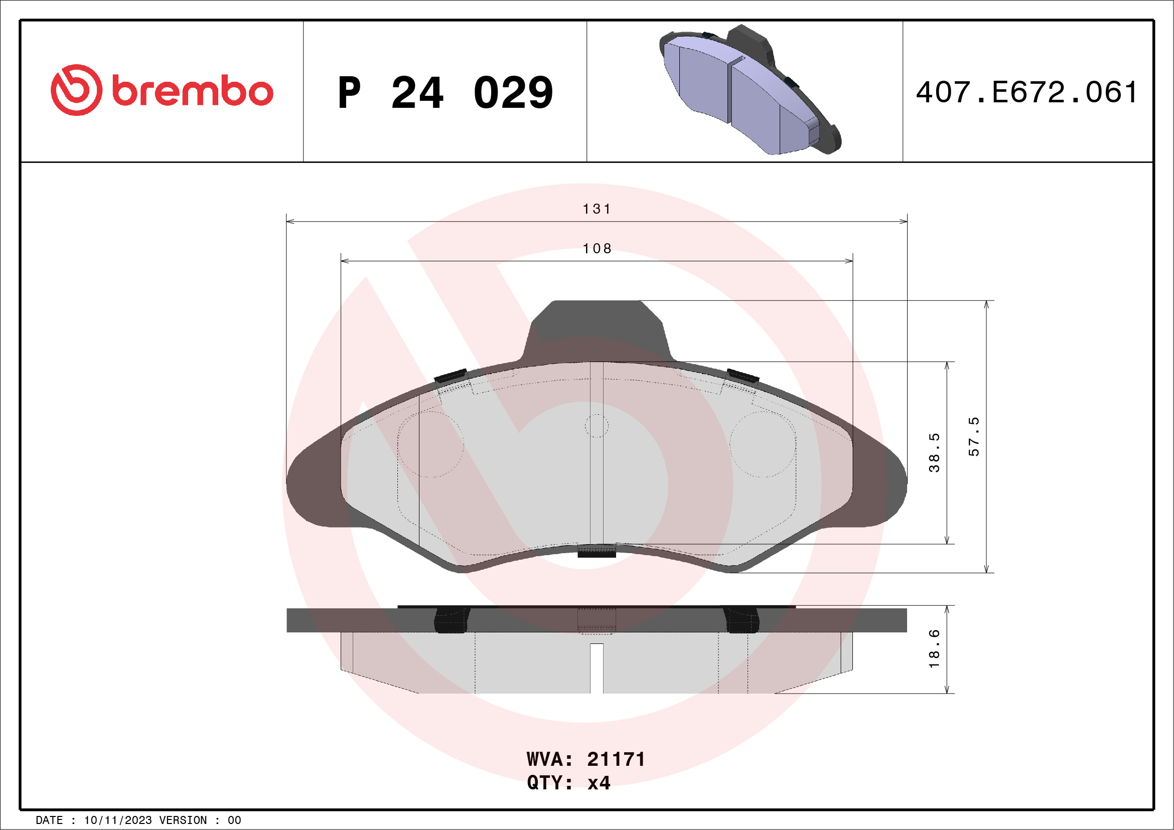 Placute frana BREMBO P 24 029