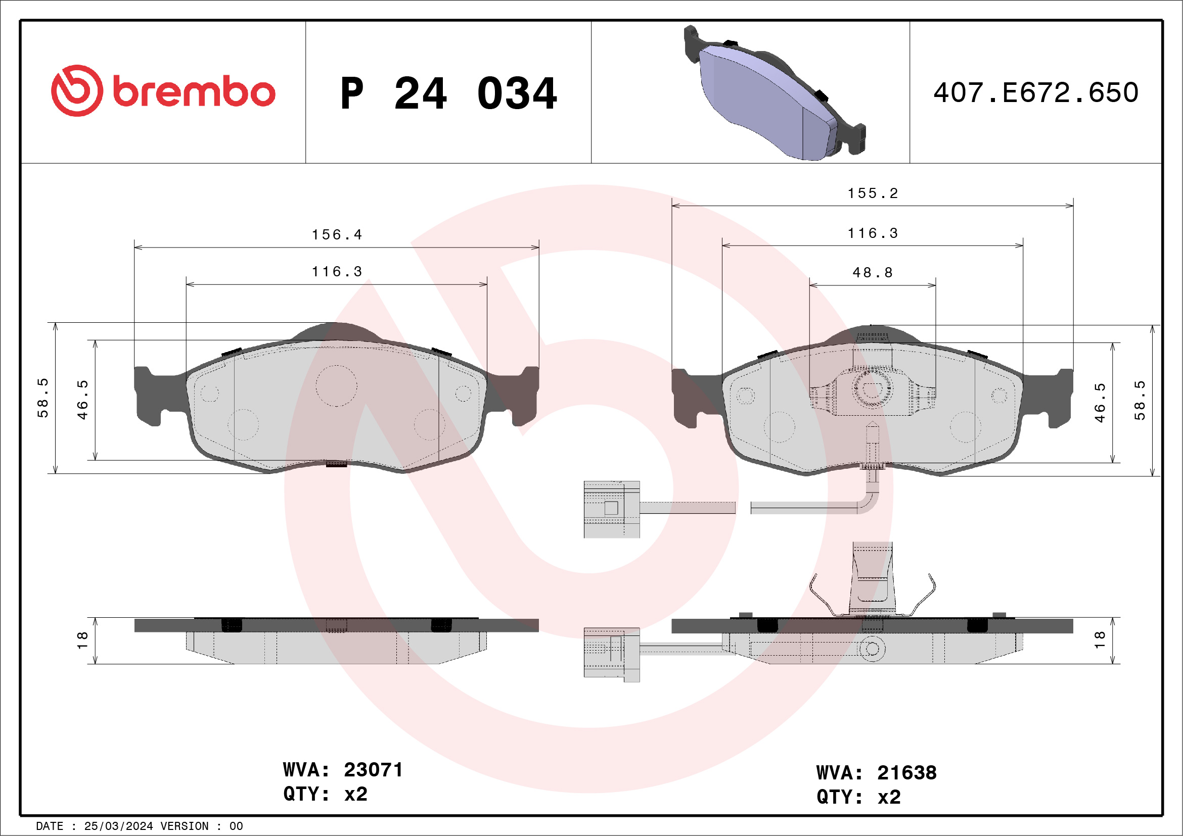 Placute frana BREMBO P 24 034