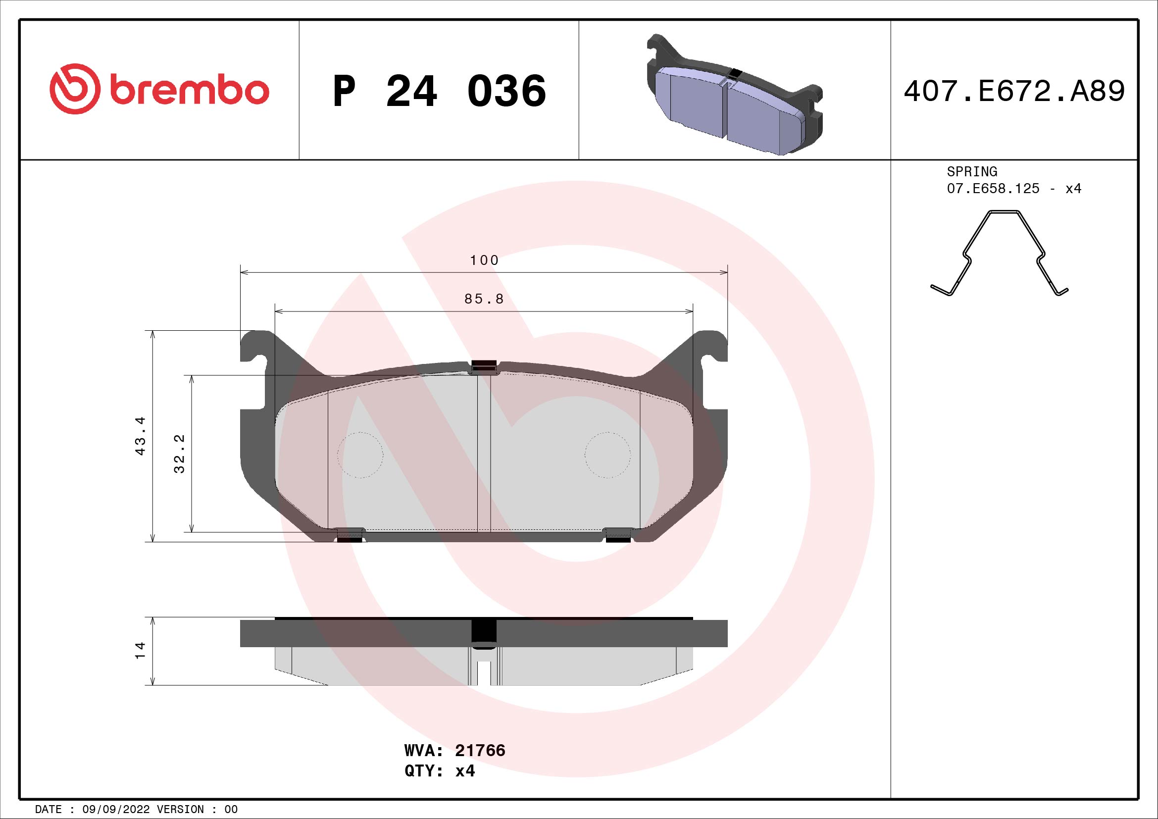 Placute frana BREMBO P 24 036