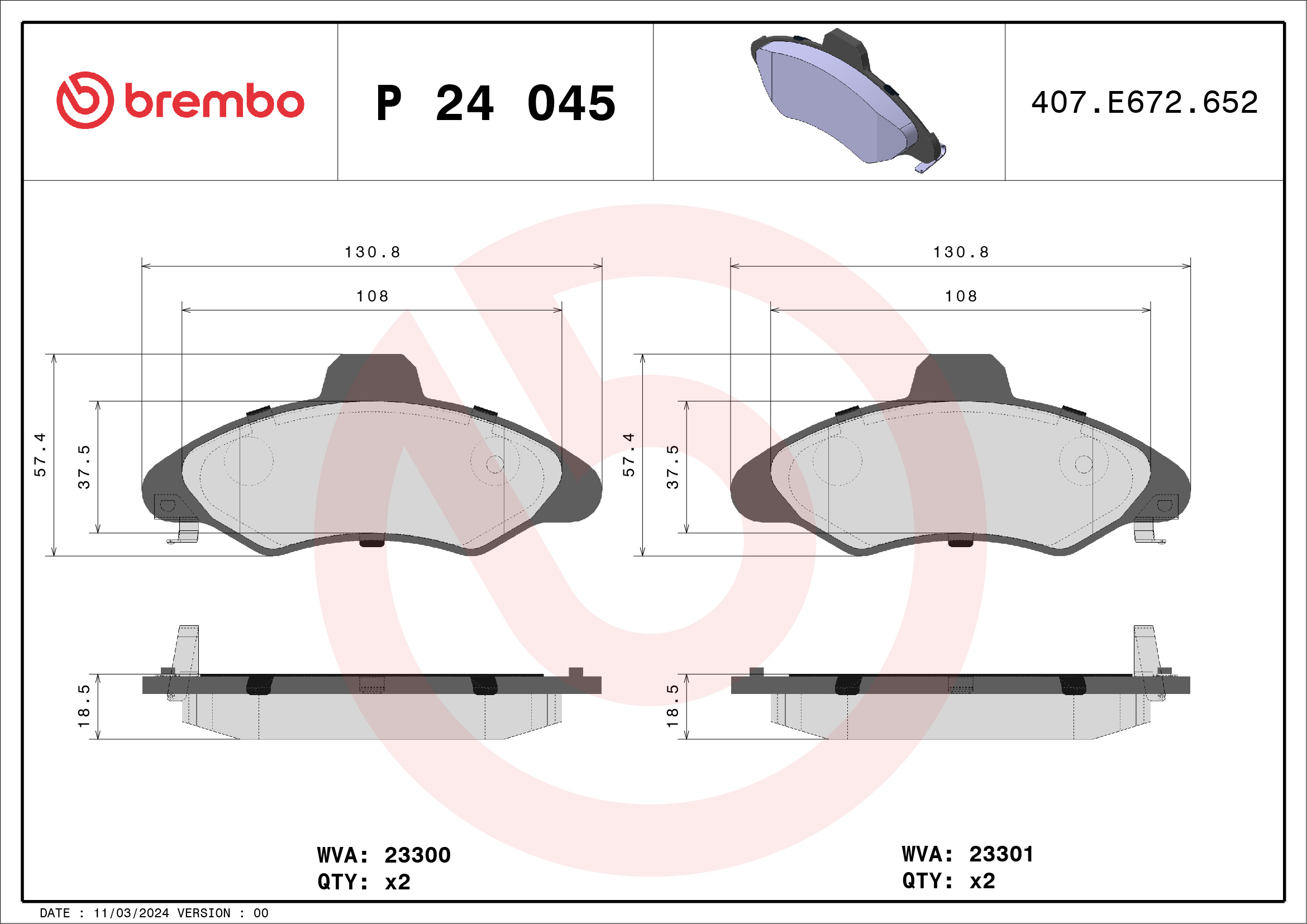 Placute frana BREMBO P 24 045