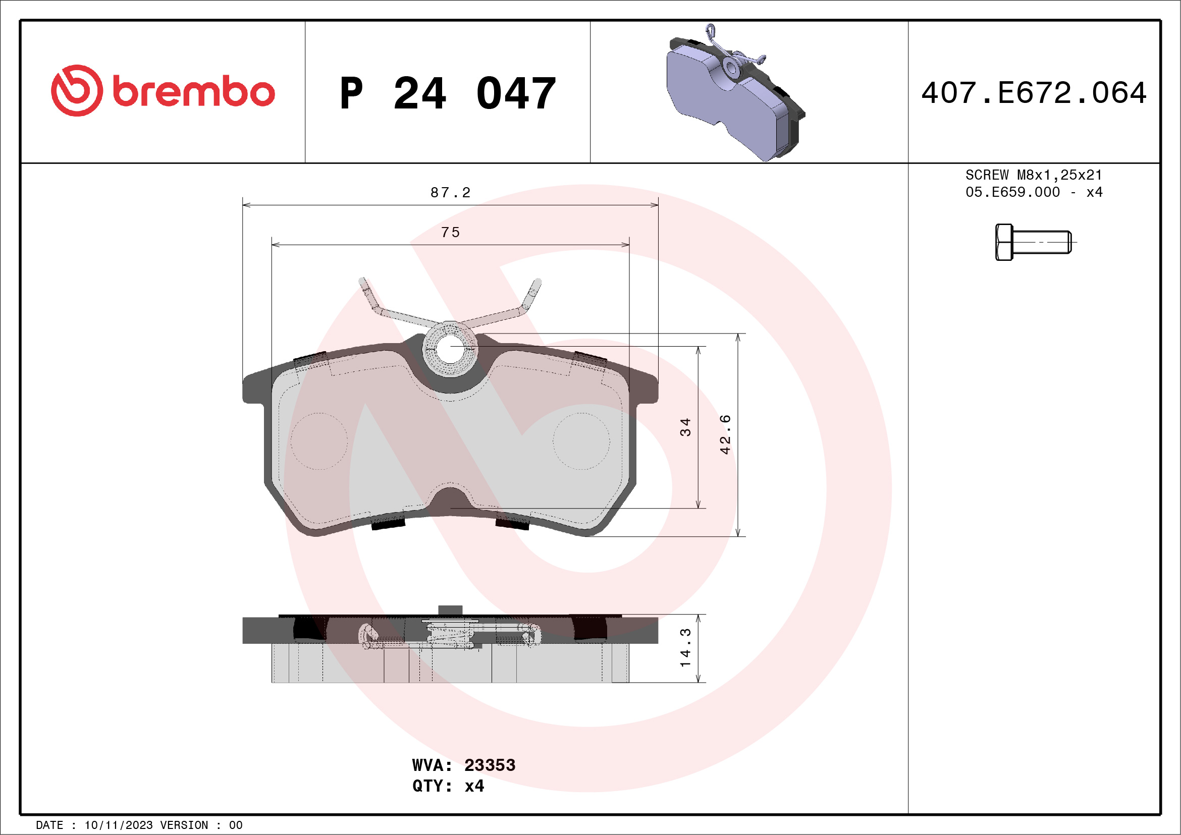 Placute frana BREMBO P 24 047