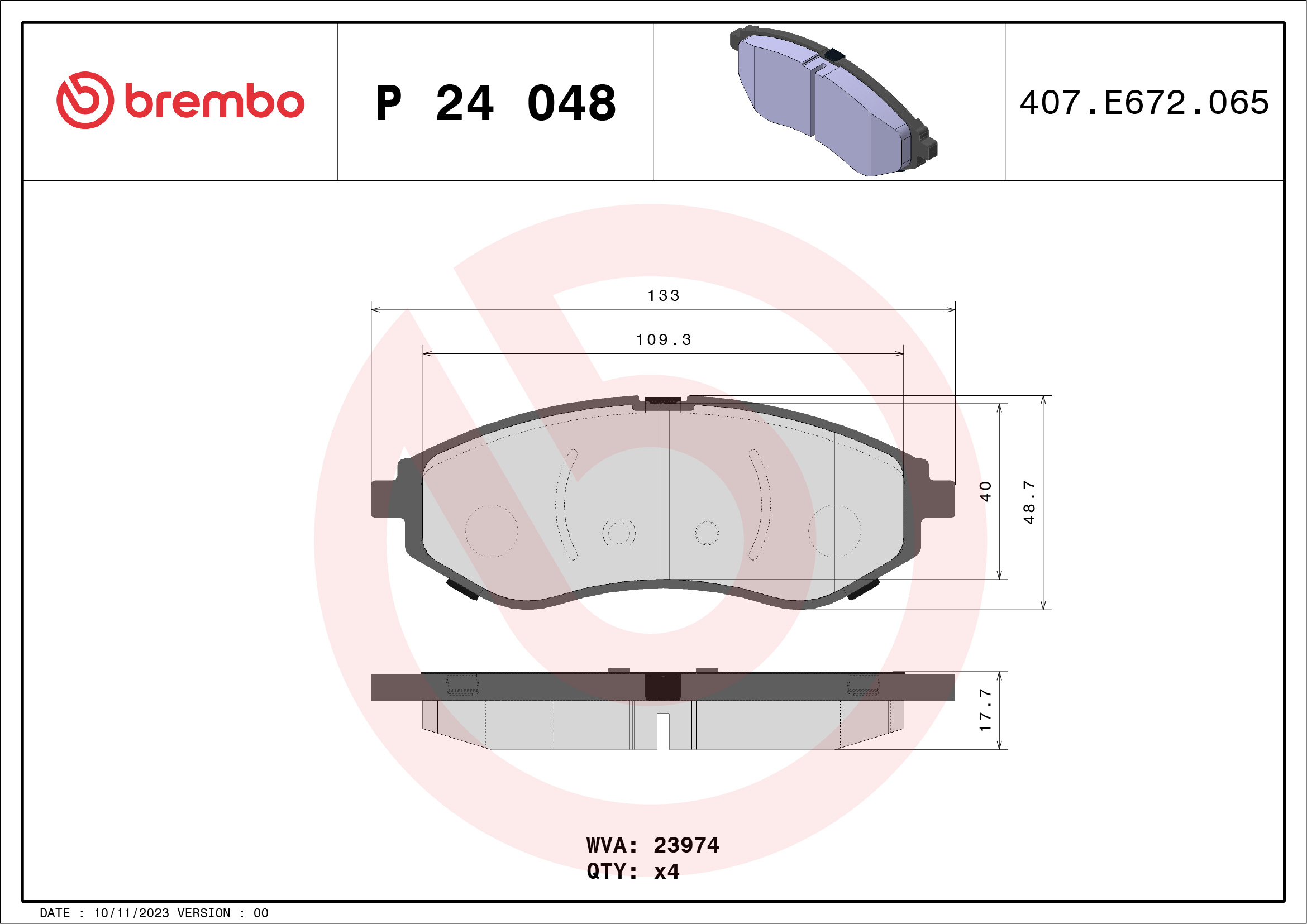 Placute frana BREMBO P 24 048