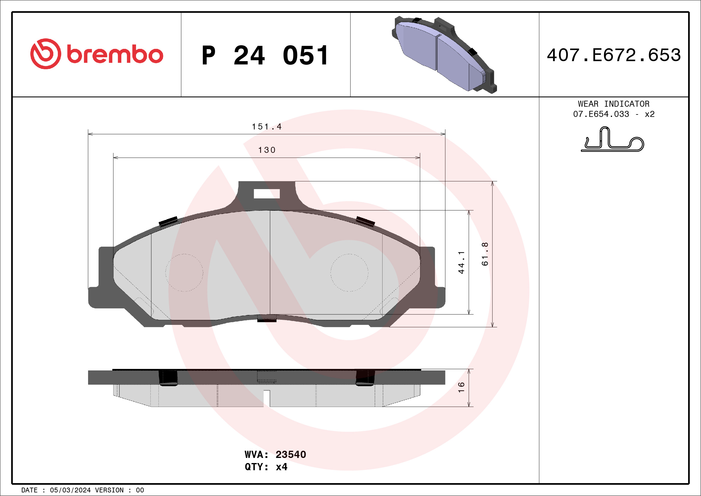 Placute frana BREMBO P 24 051
