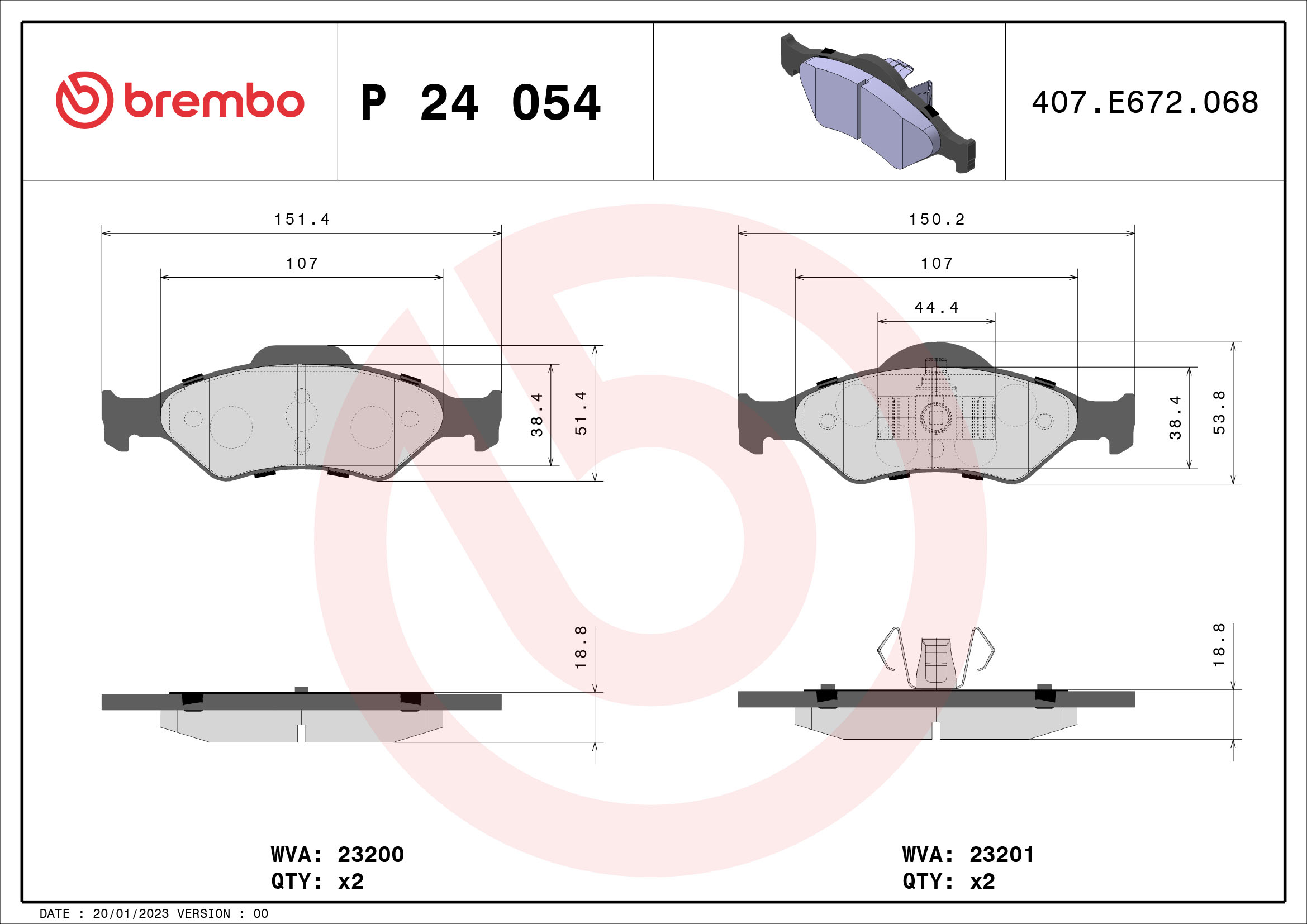 Placute frana BREMBO P 24 054