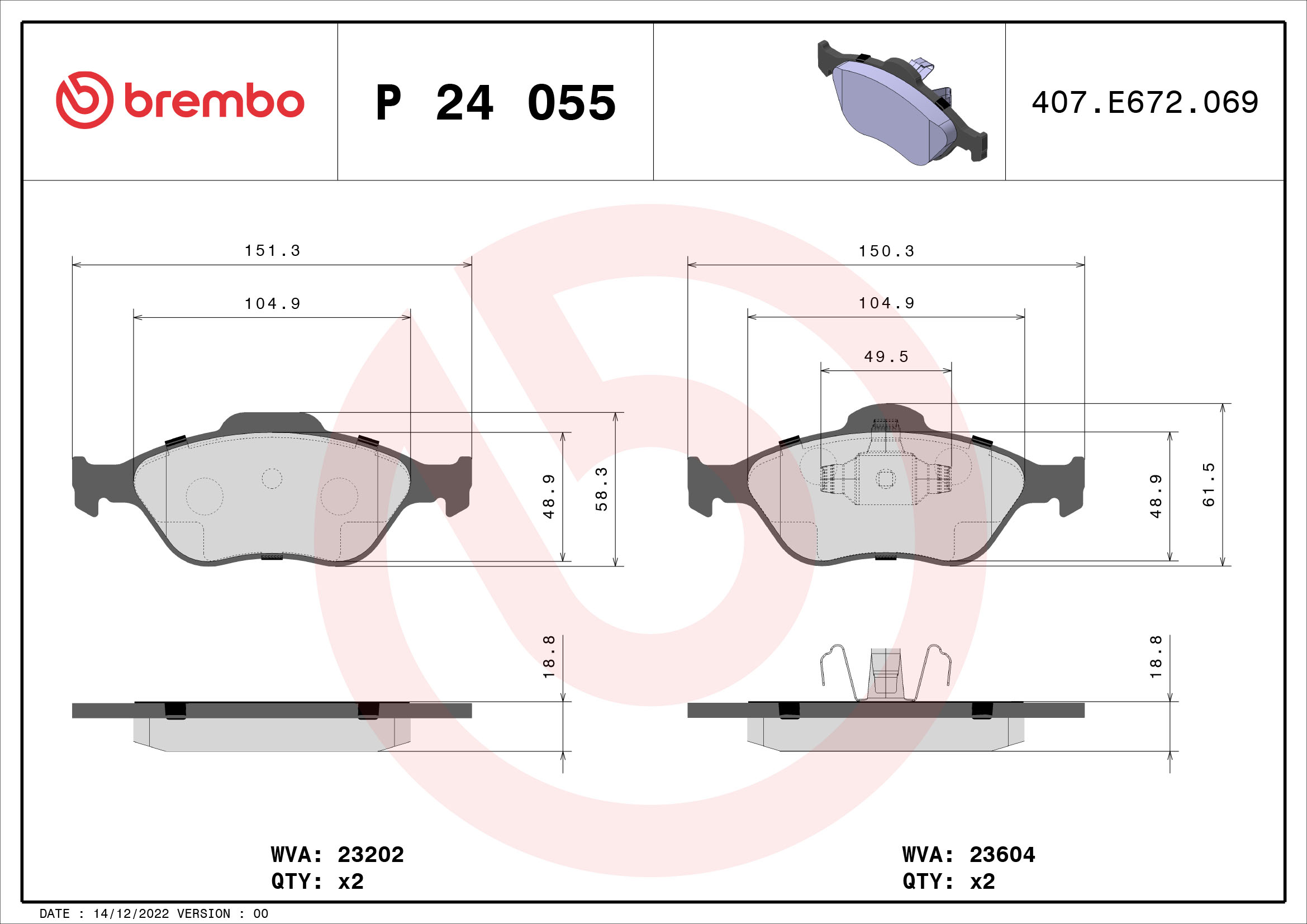 Placute frana BREMBO P 24 055