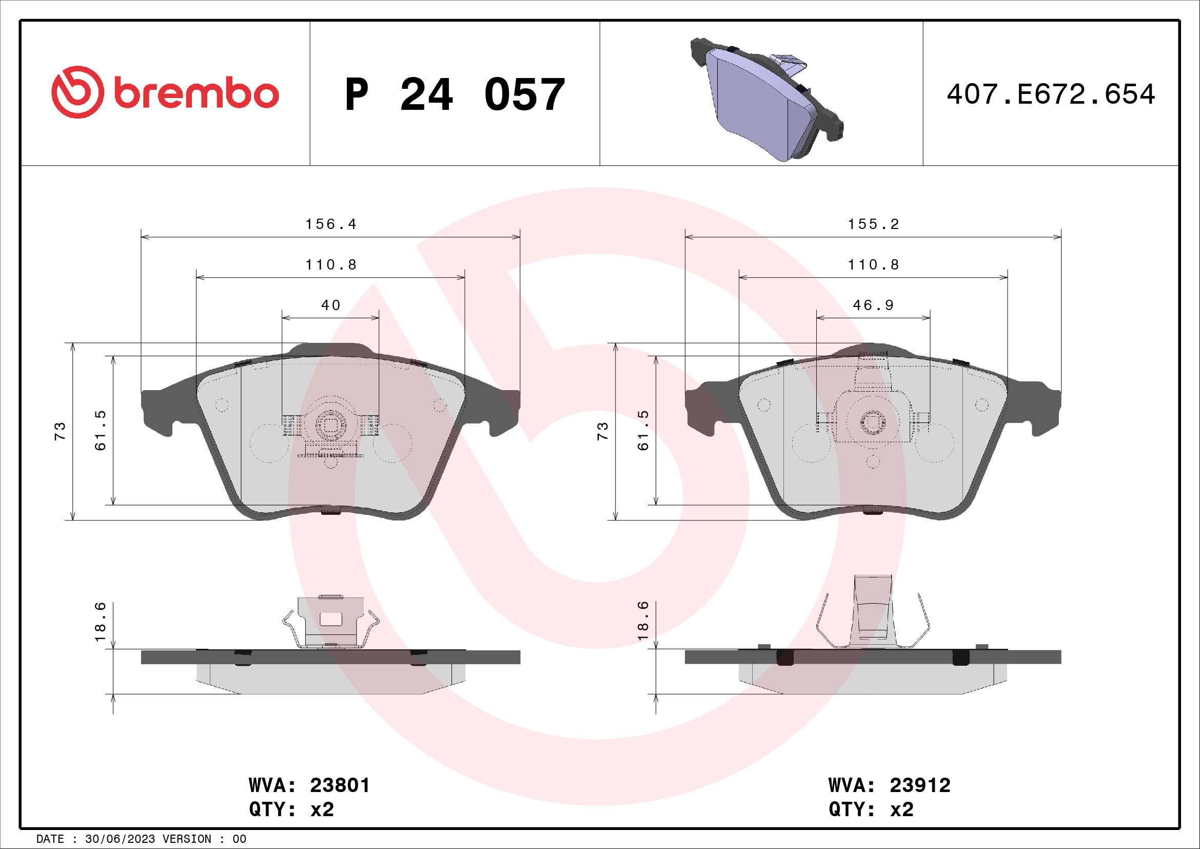 Placute frana BREMBO P 24 057
