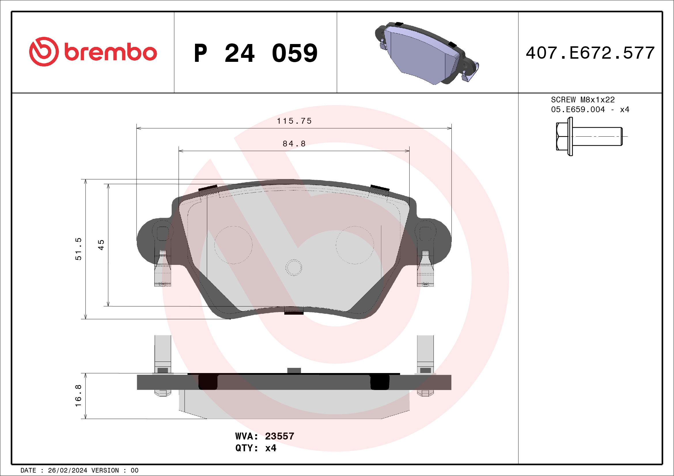 Placute frana BREMBO P 24 059