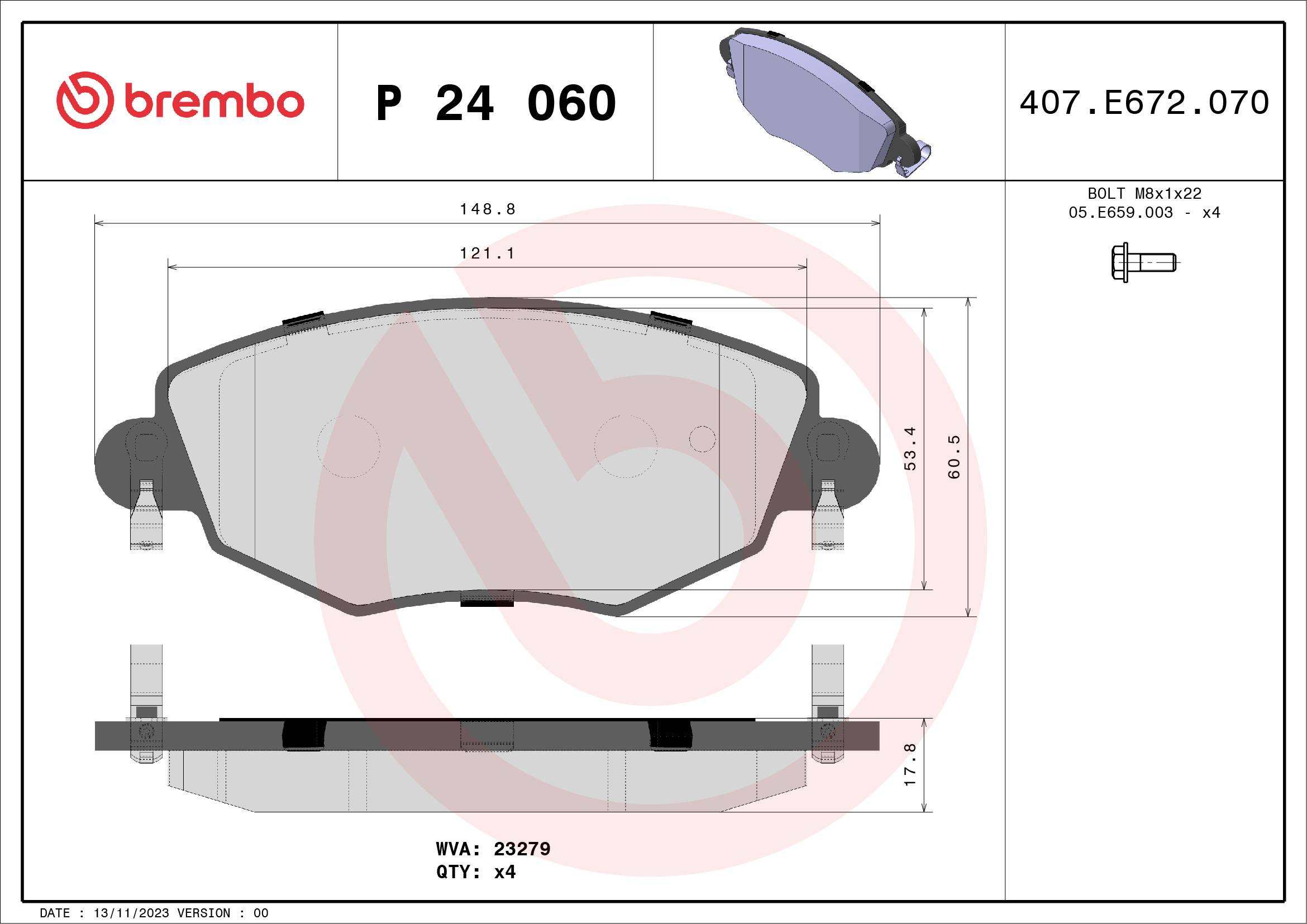 Placute frana BREMBO P 24 060
