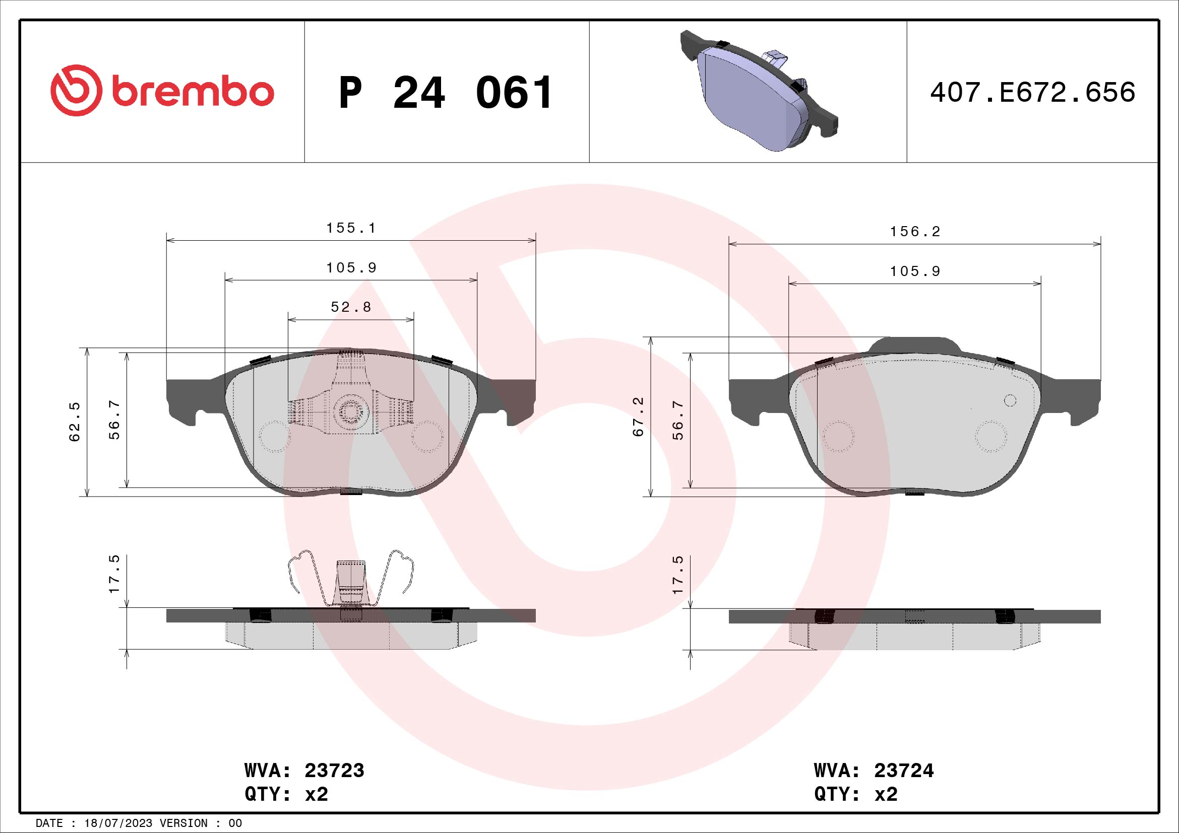 Placute frana BREMBO P 24 061