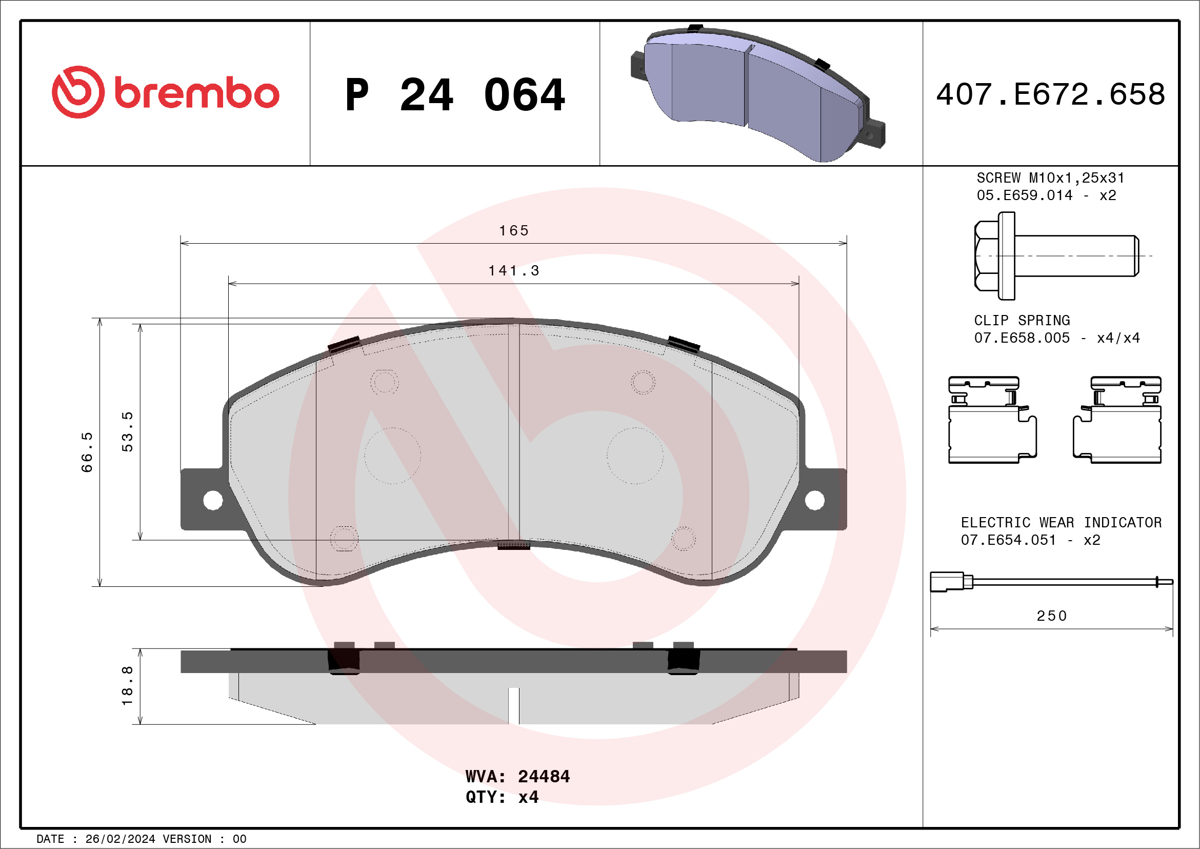 Placute frana BREMBO P 24 064