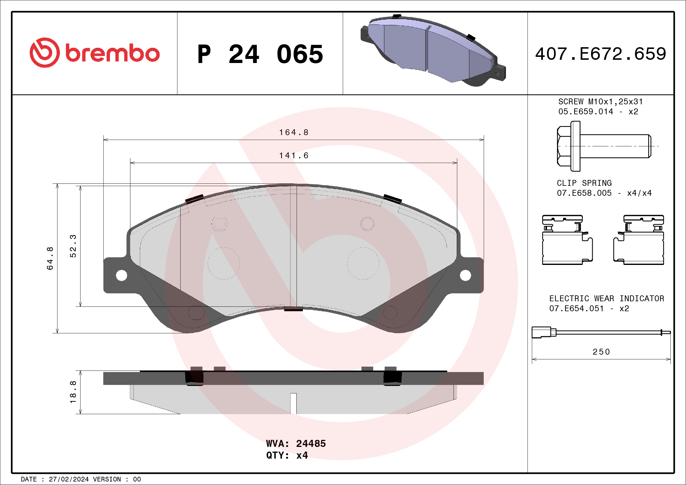 Placute frana BREMBO P 24 065