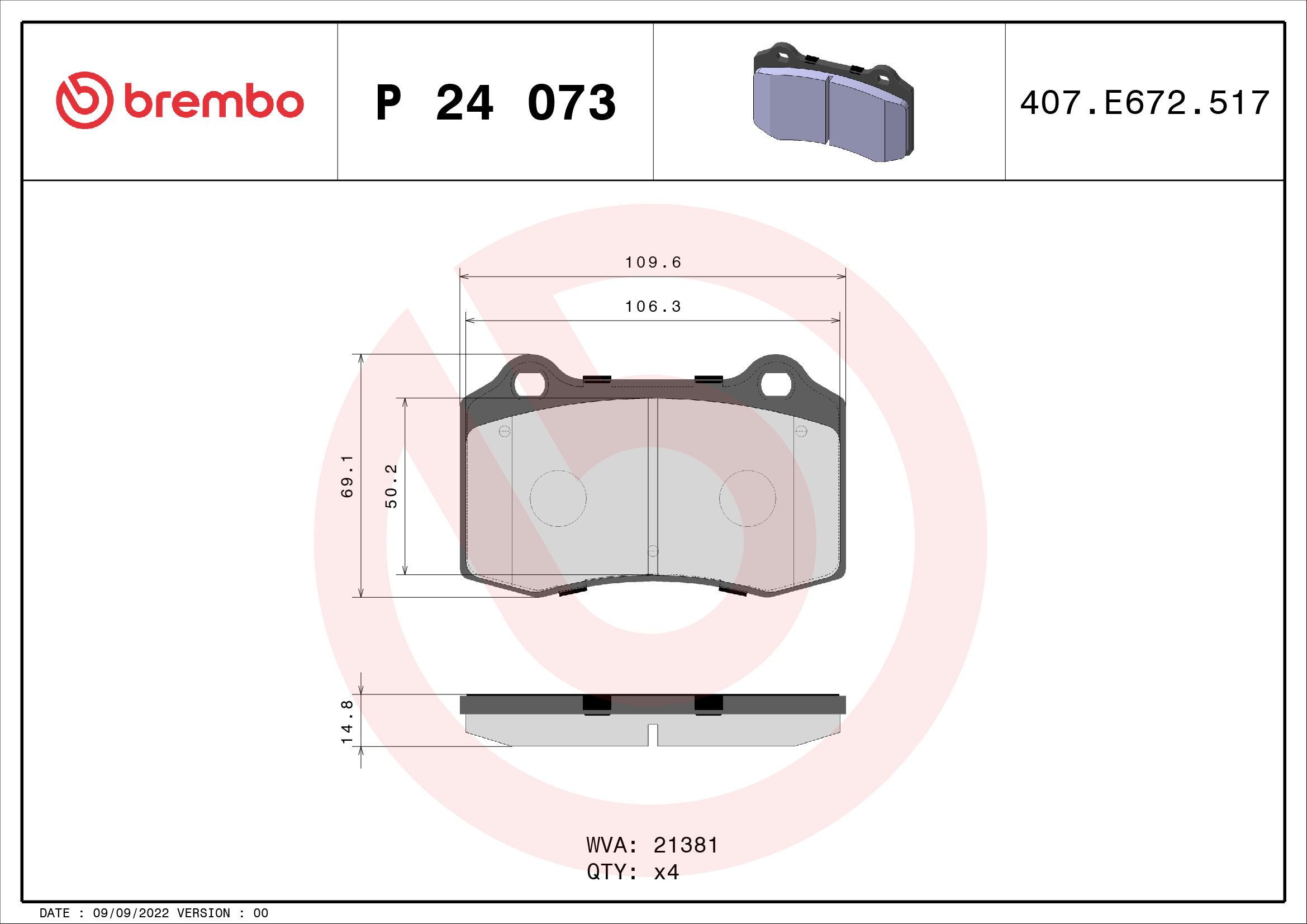 Placute frana BREMBO P 24 073