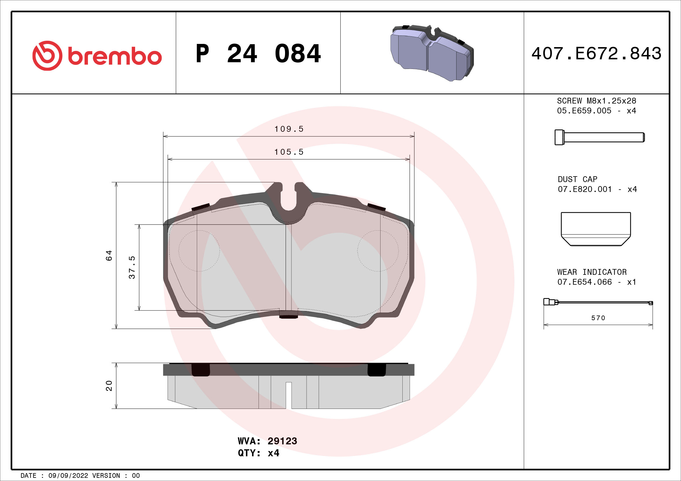 Placute frana BREMBO P 24 084