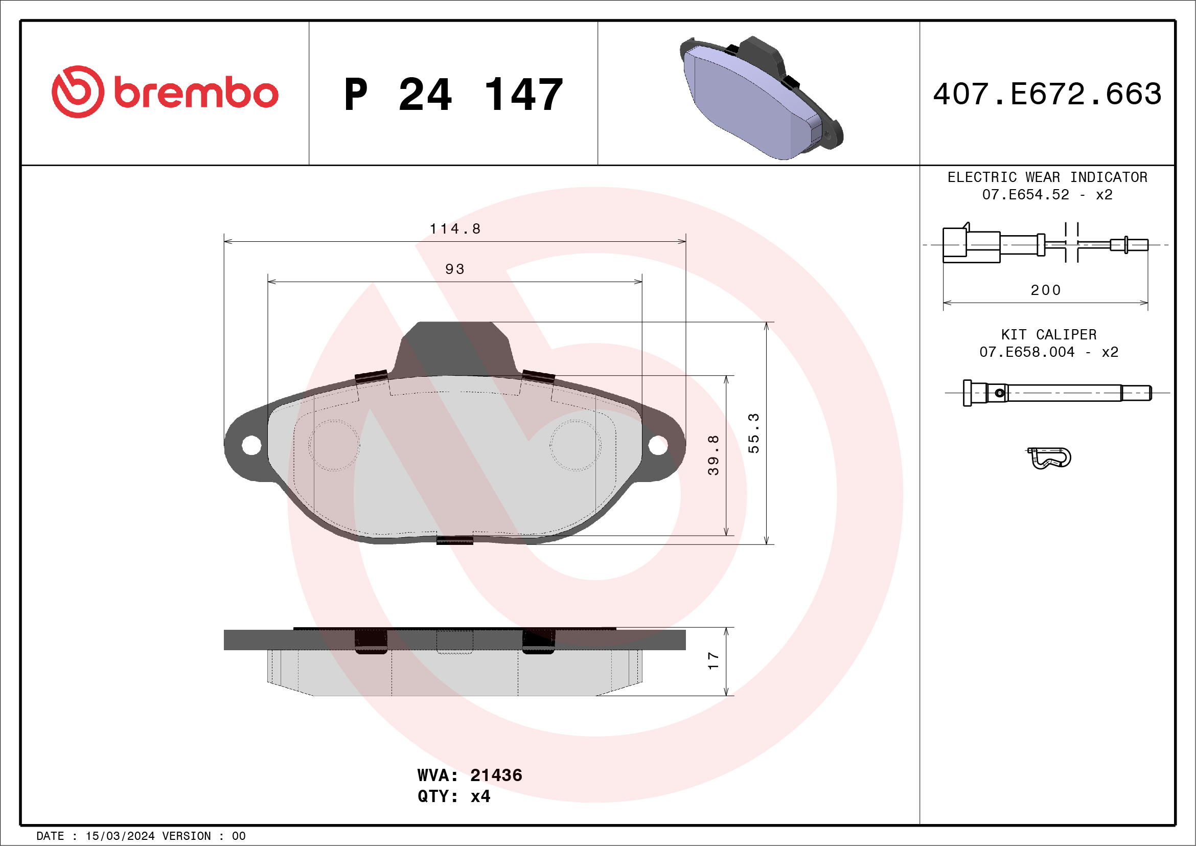 Placute frana BREMBO P 24 147