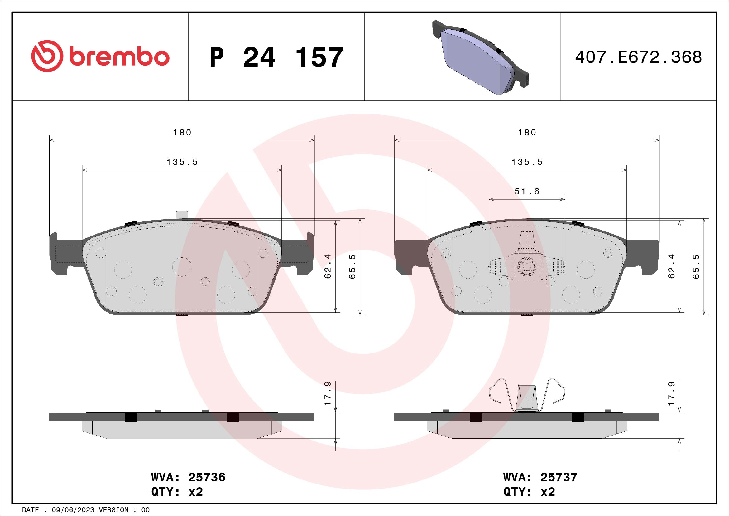 Placute frana BREMBO P 24 157