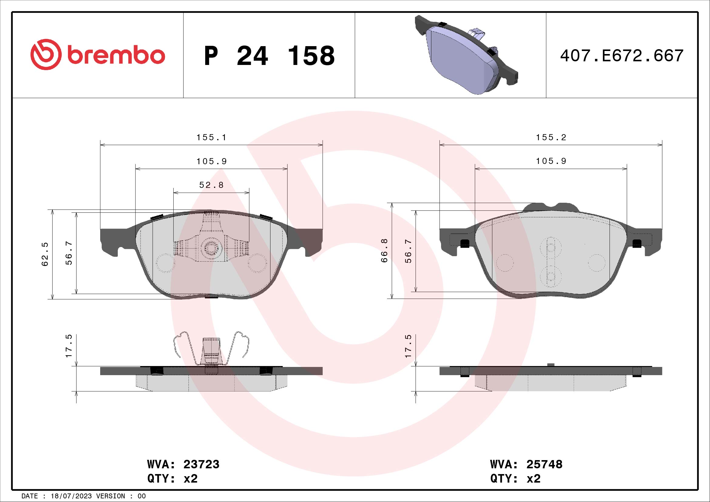 Placute frana BREMBO P 24 158