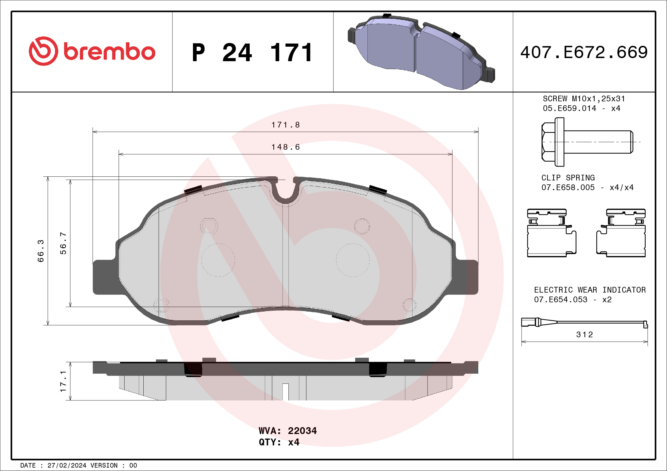 Placute frana BREMBO P 24 171