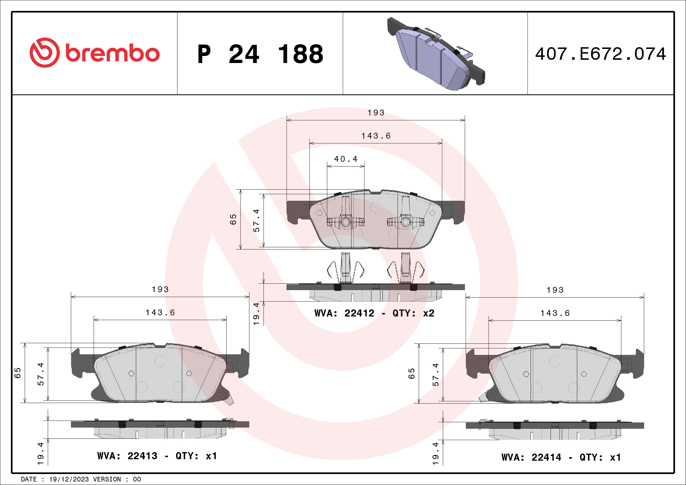 Placute frana BREMBO P 24 188