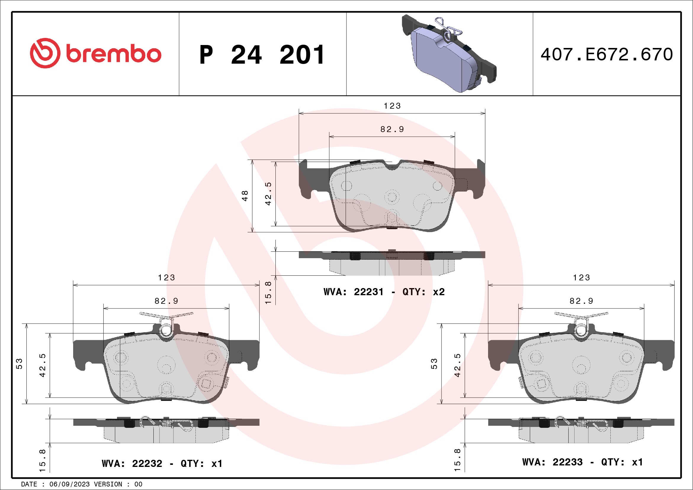 Placute frana BREMBO P 24 201