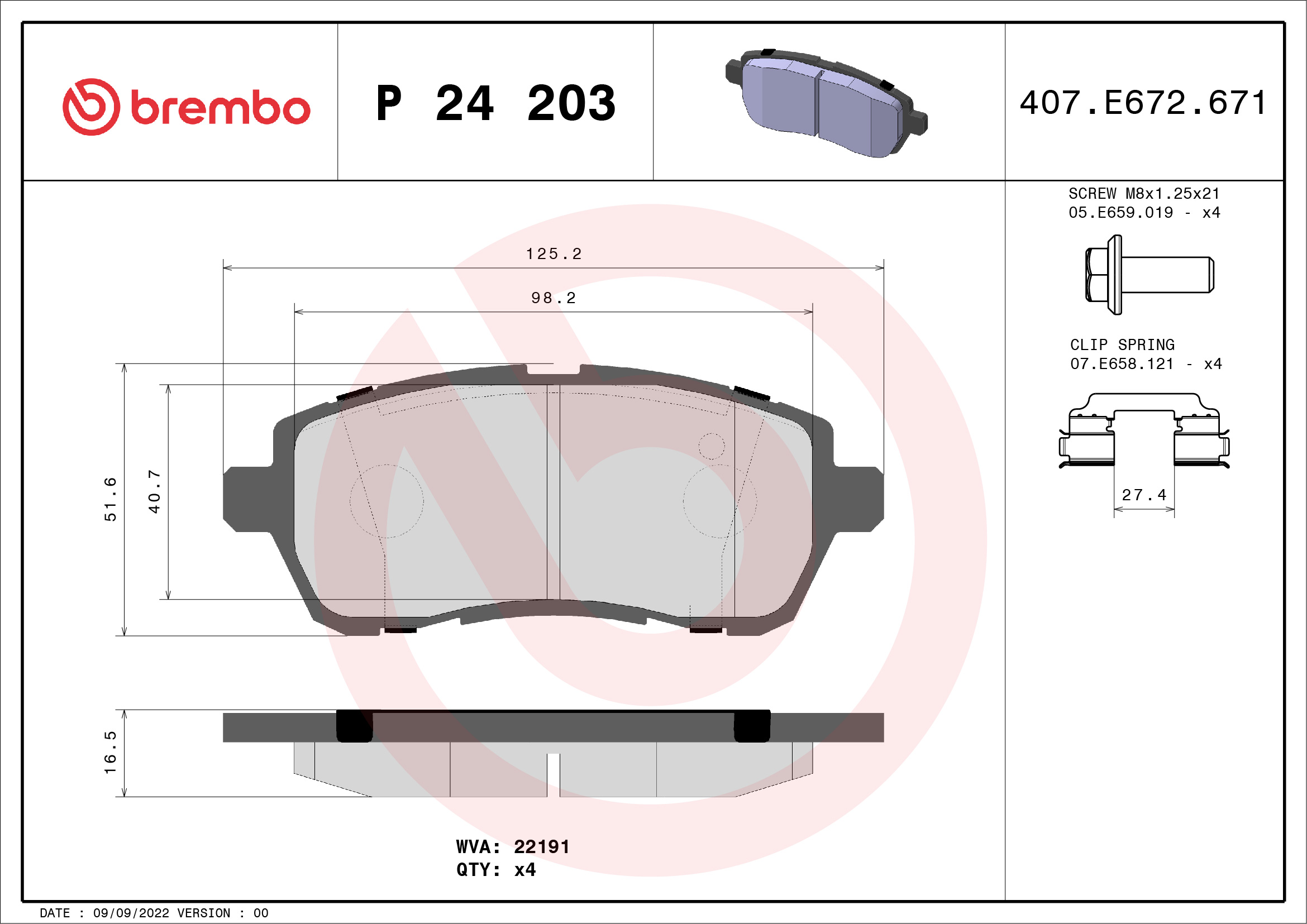 Placute frana BREMBO P 24 203