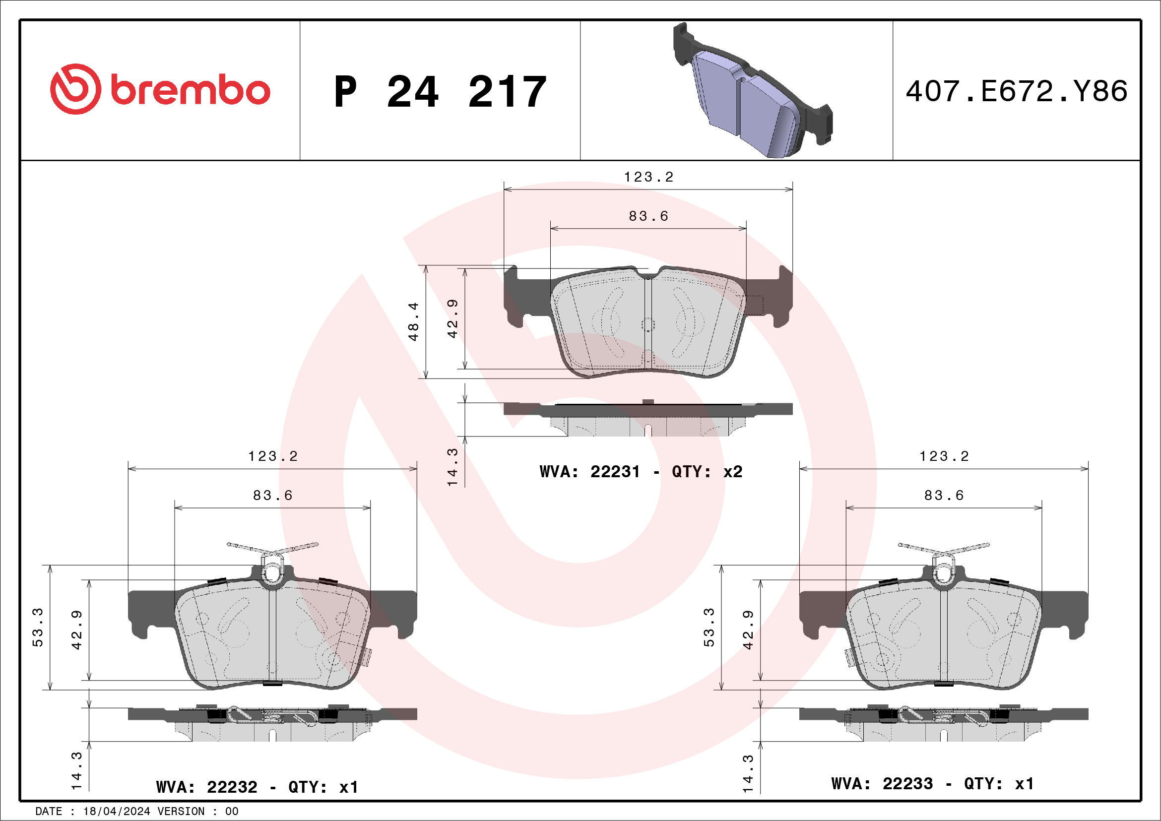Placute frana BREMBO P 24 217