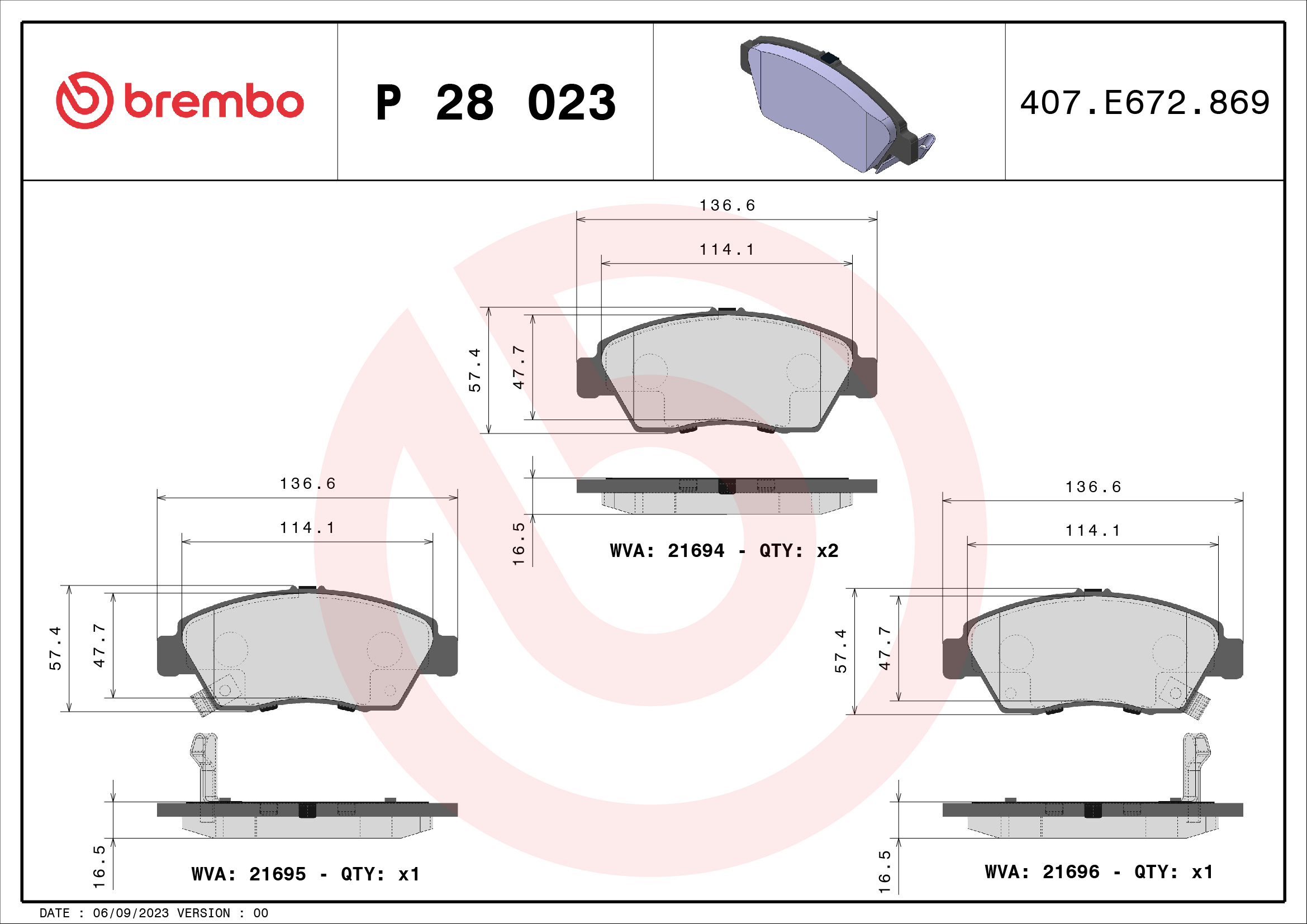 Placute frana BREMBO P 28 023