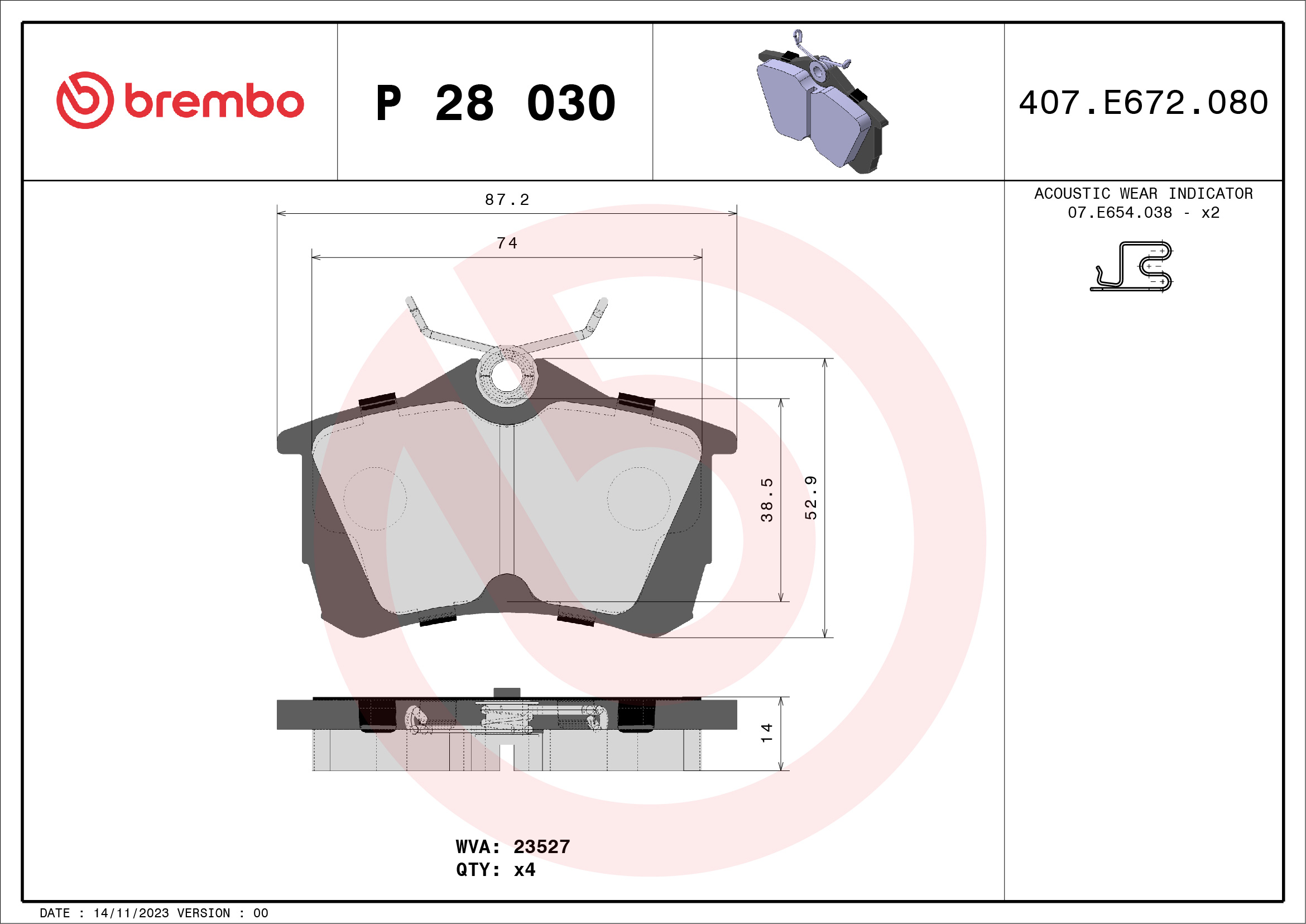 Placute frana BREMBO P 28 030