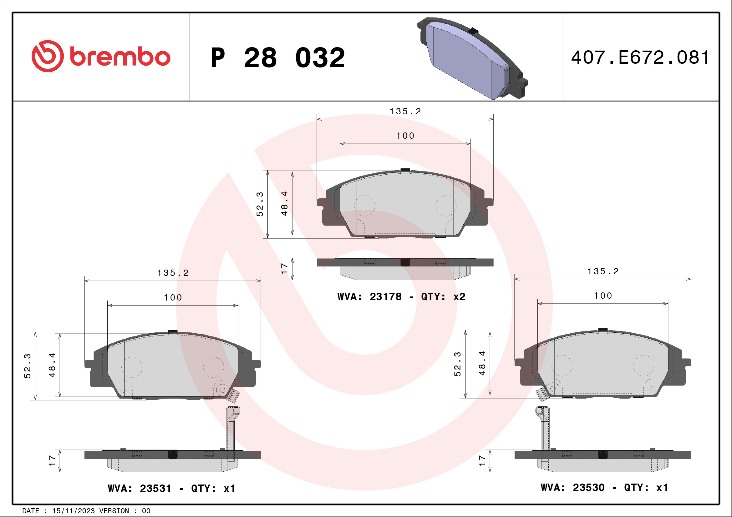 Placute frana BREMBO P 28 032