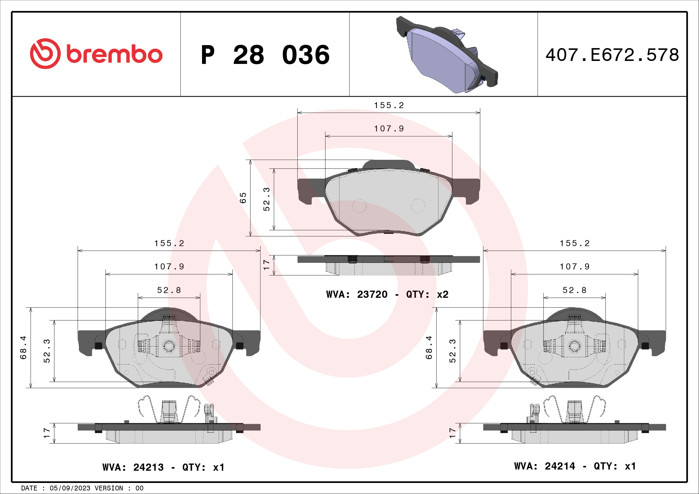 Placute frana BREMBO P 28 036