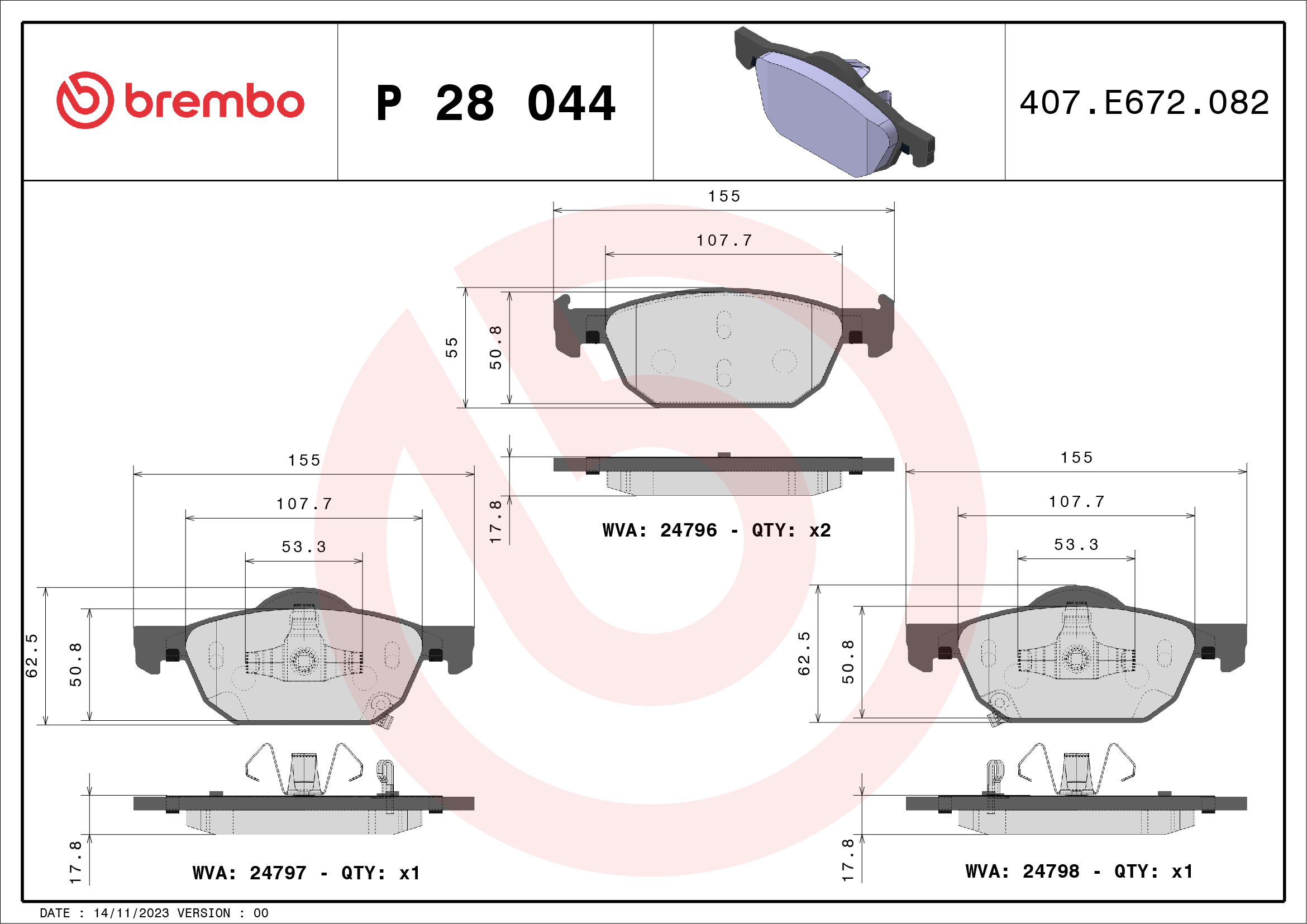 Placute frana BREMBO P 28 044