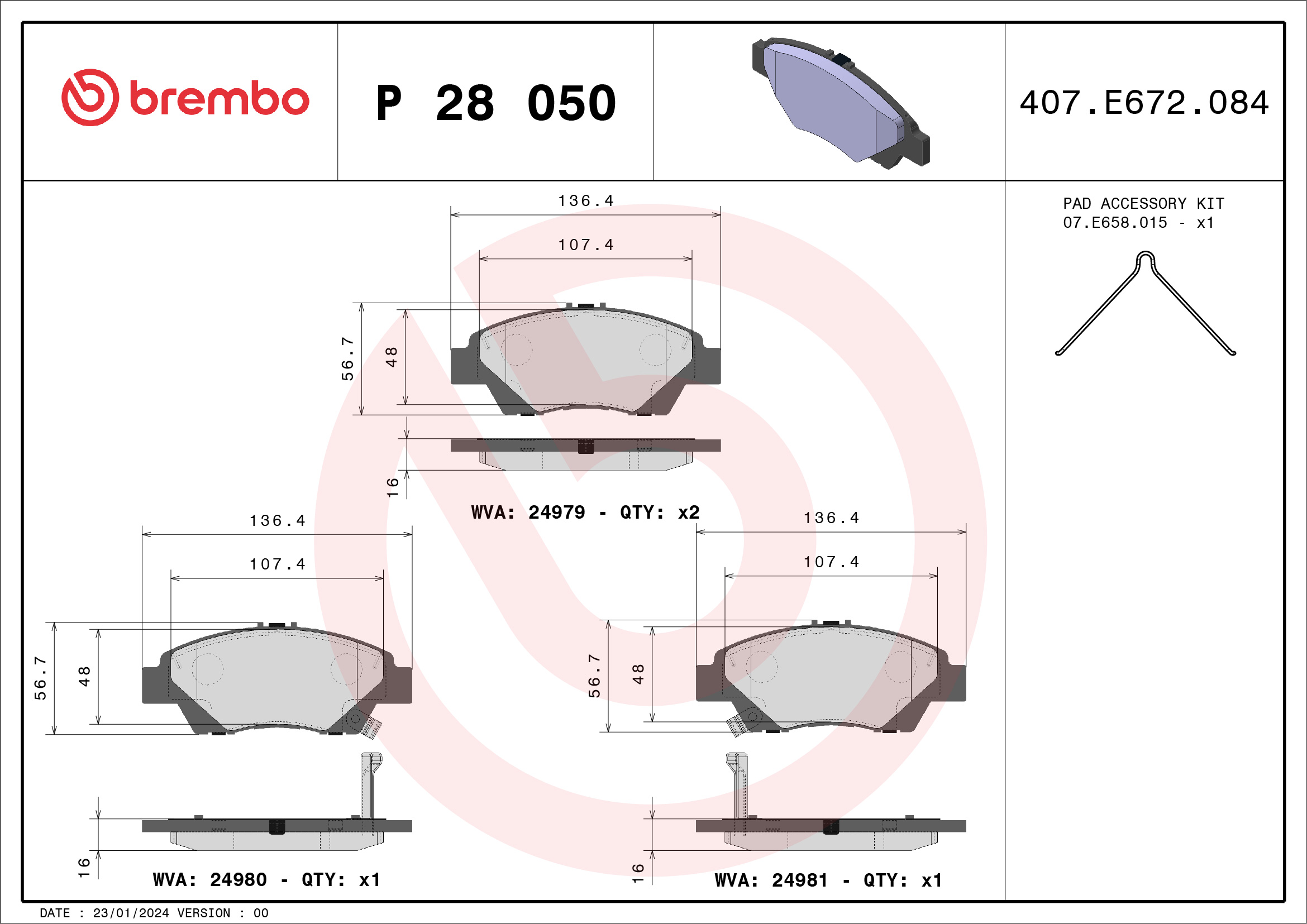 Placute frana BREMBO P 28 050