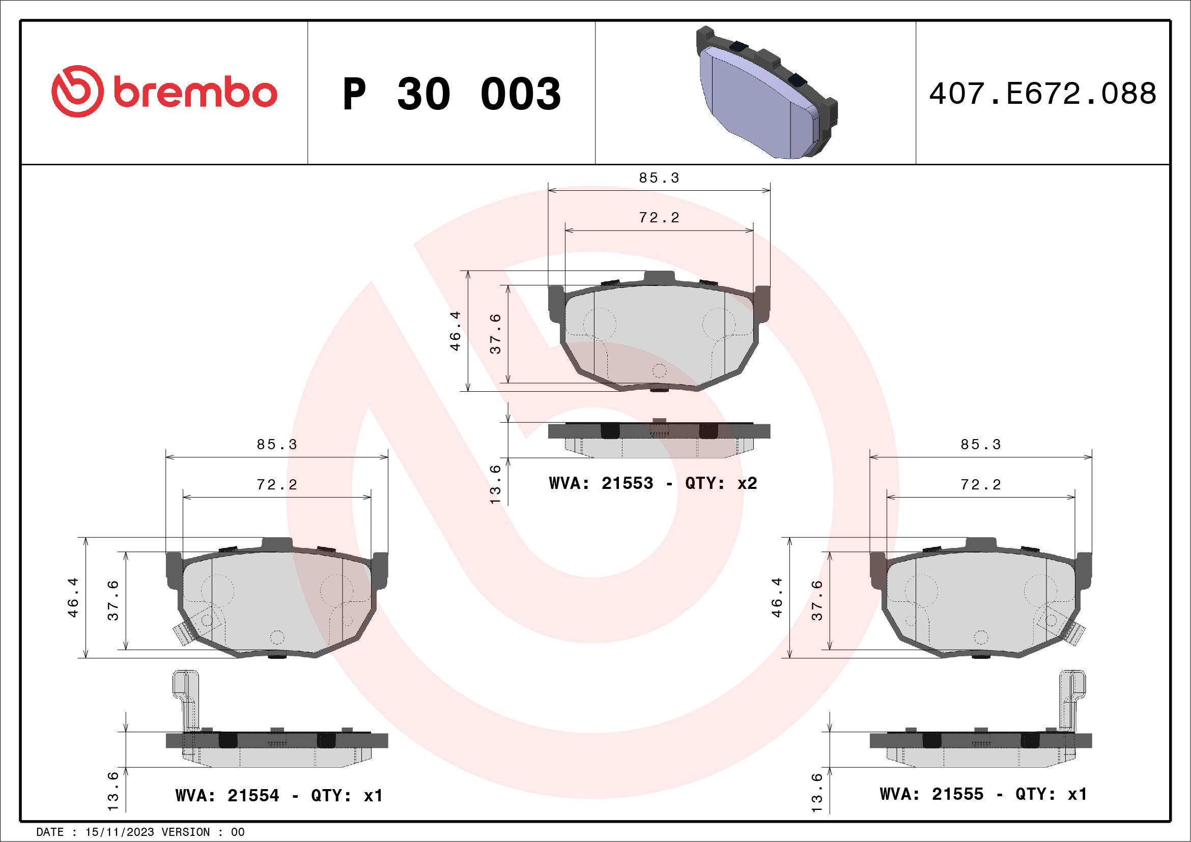 Placute frana BREMBO P 30 003