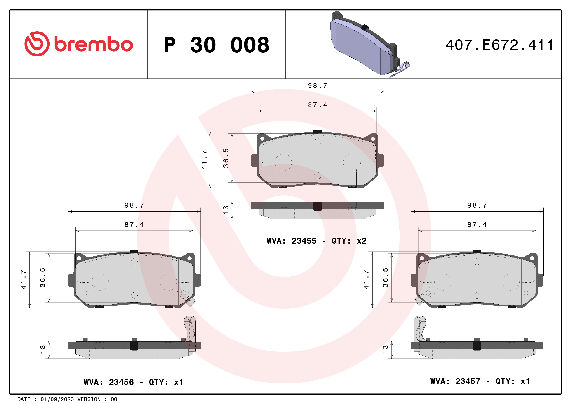 Placute frana BREMBO P 30 008
