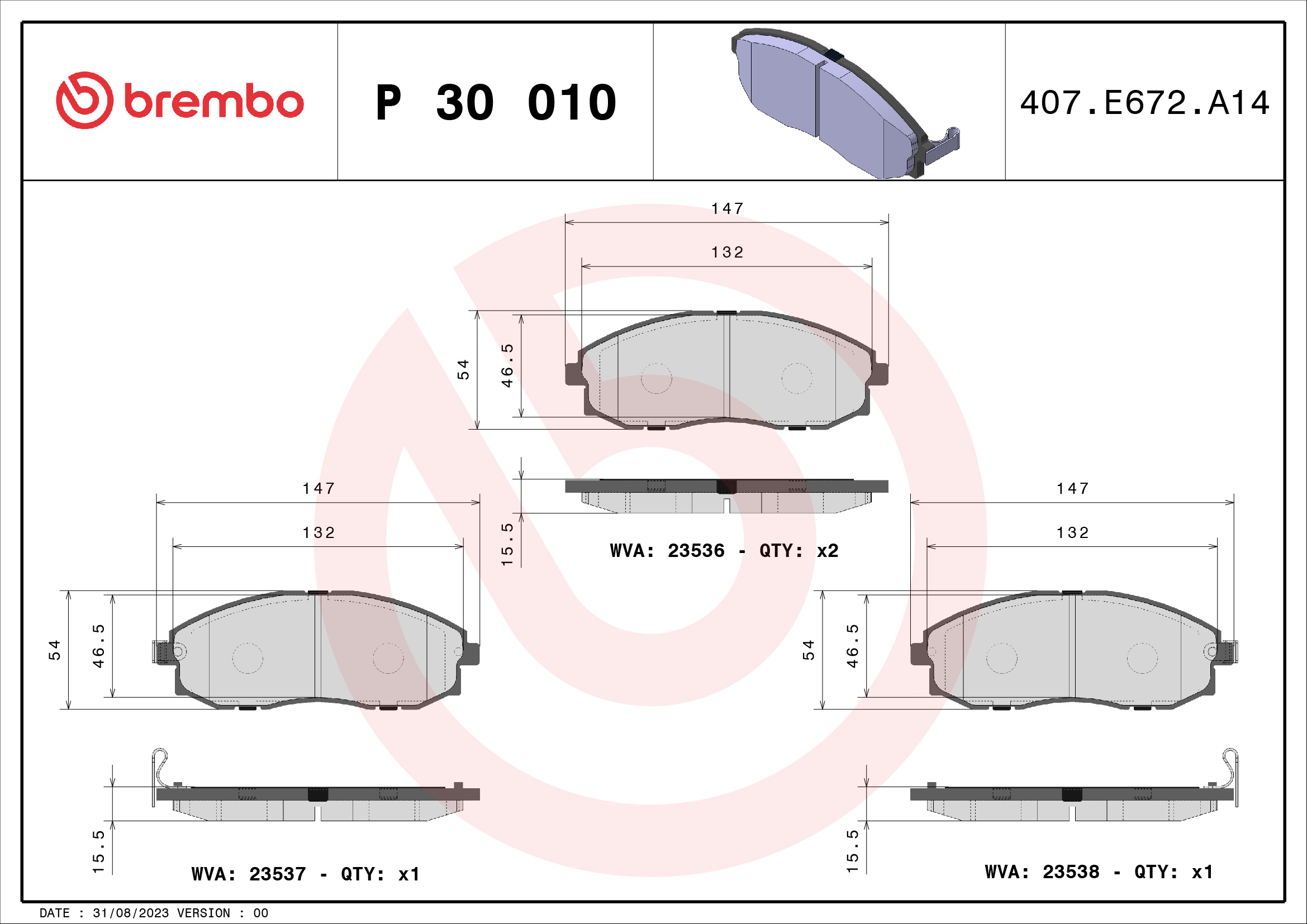 Placute frana BREMBO P 30 010