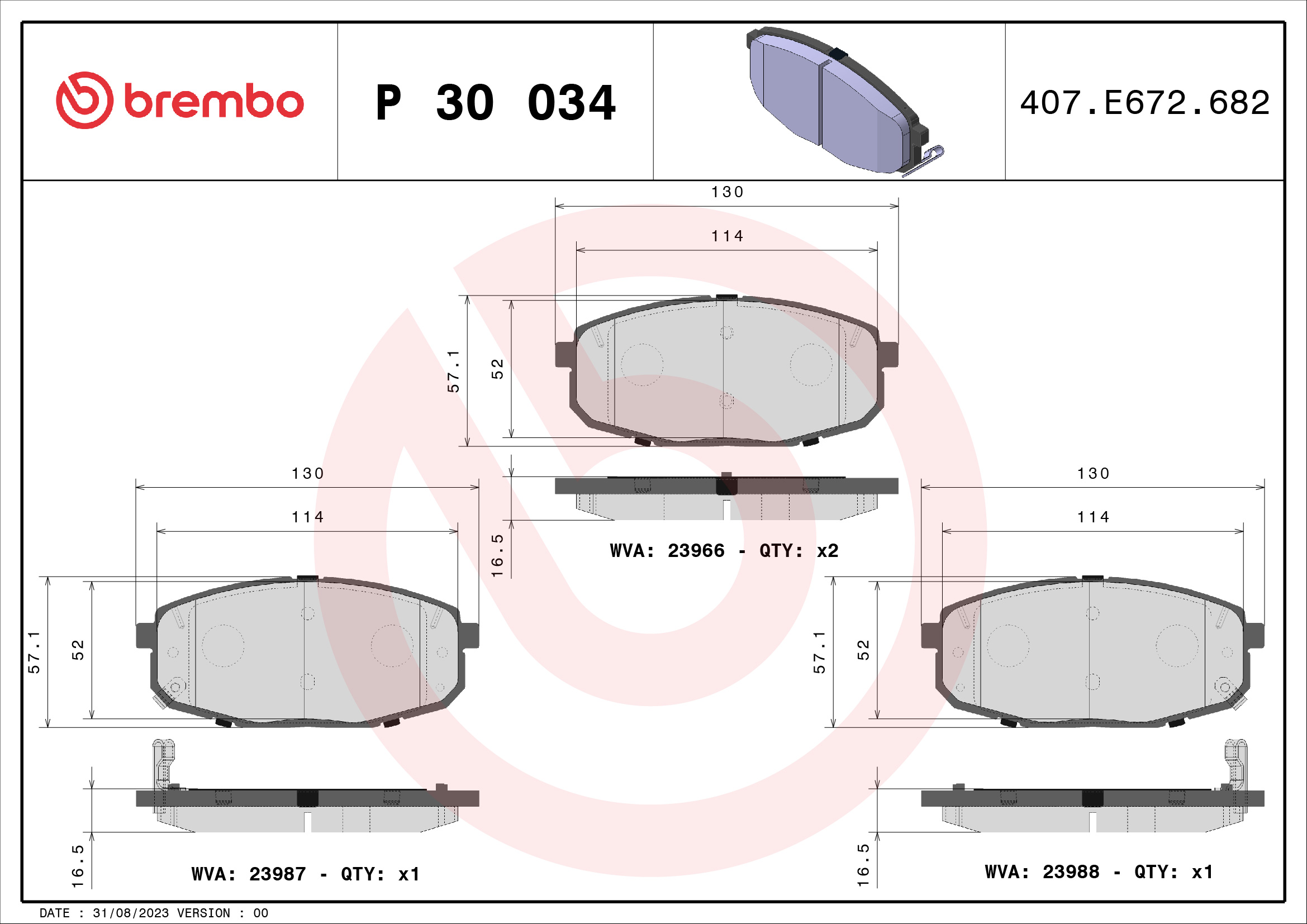 Placute frana BREMBO P 30 034