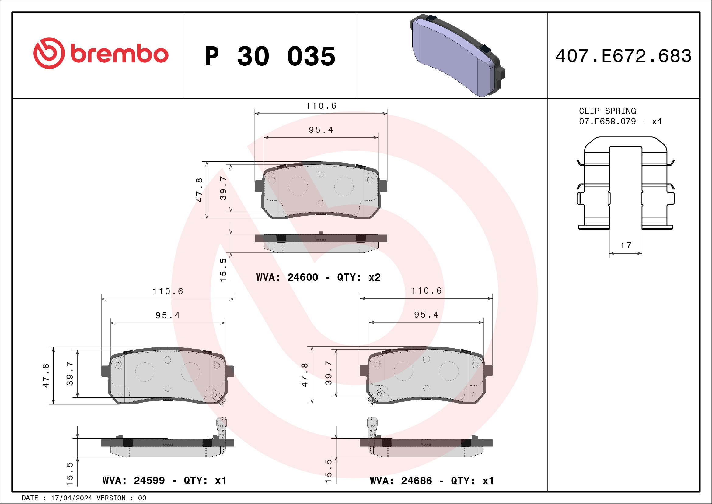 Placute frana BREMBO P 30 035