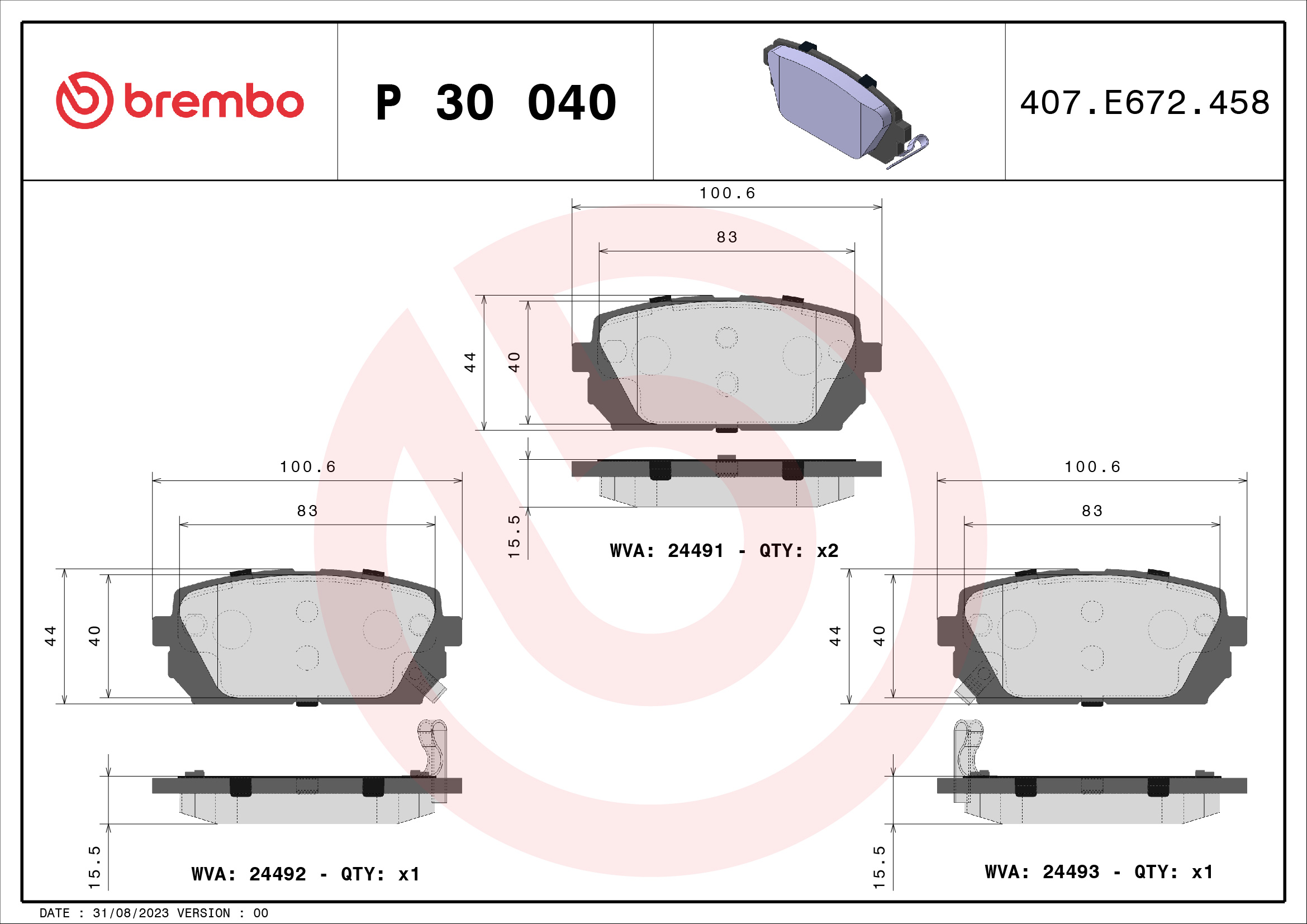 Placute frana BREMBO P 30 040