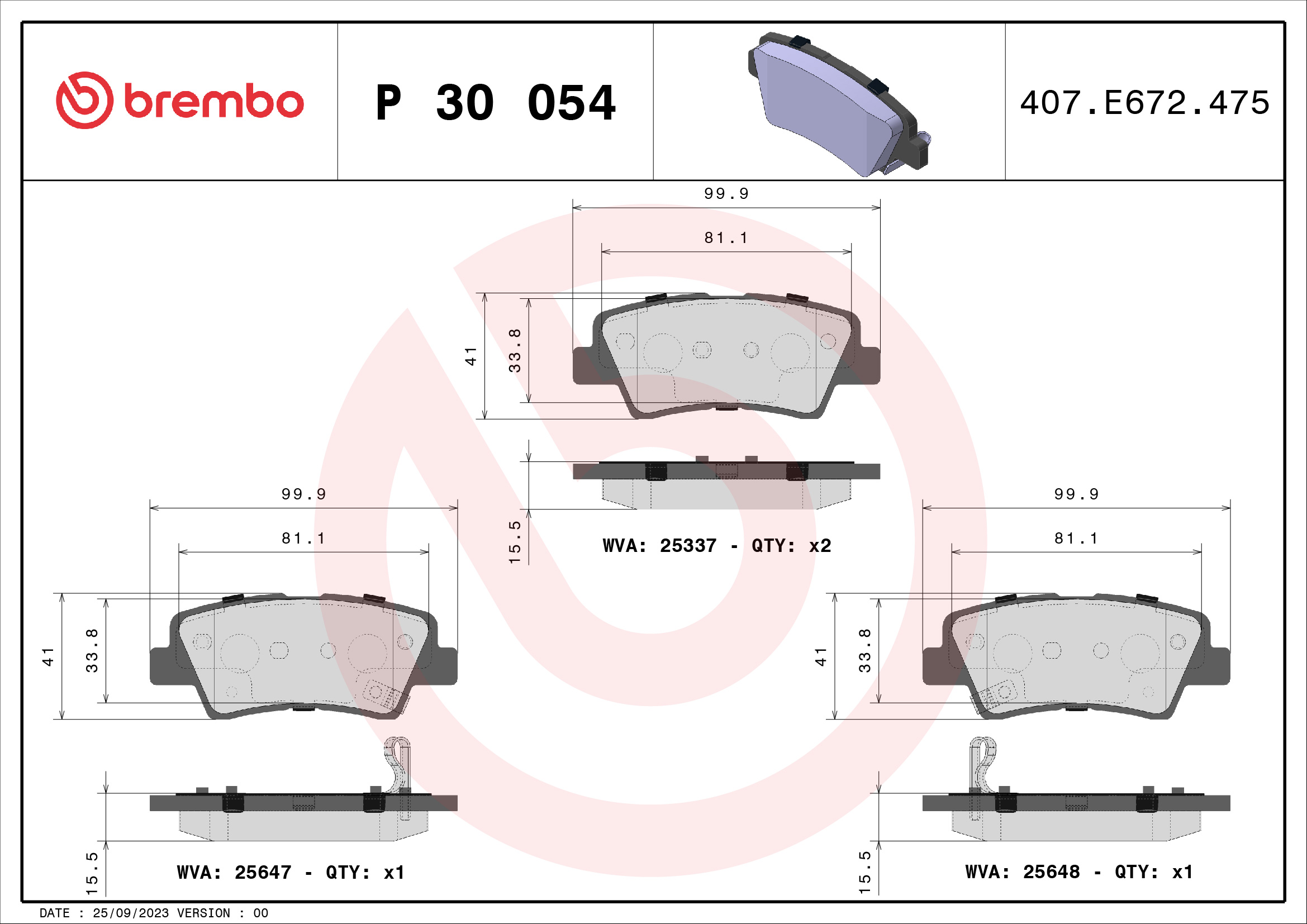 Placute frana BREMBO P 30 054