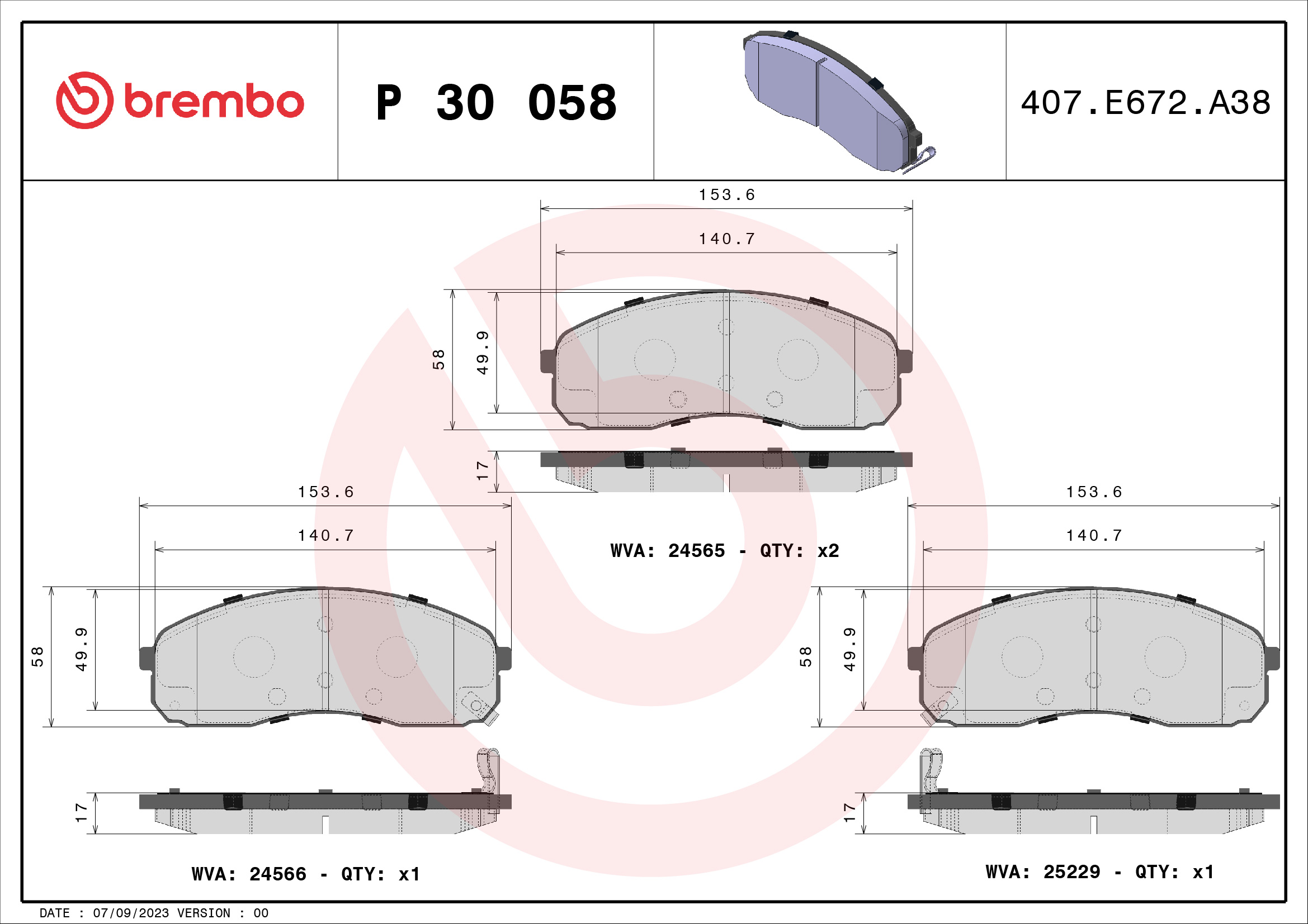 Placute frana BREMBO P 30 058