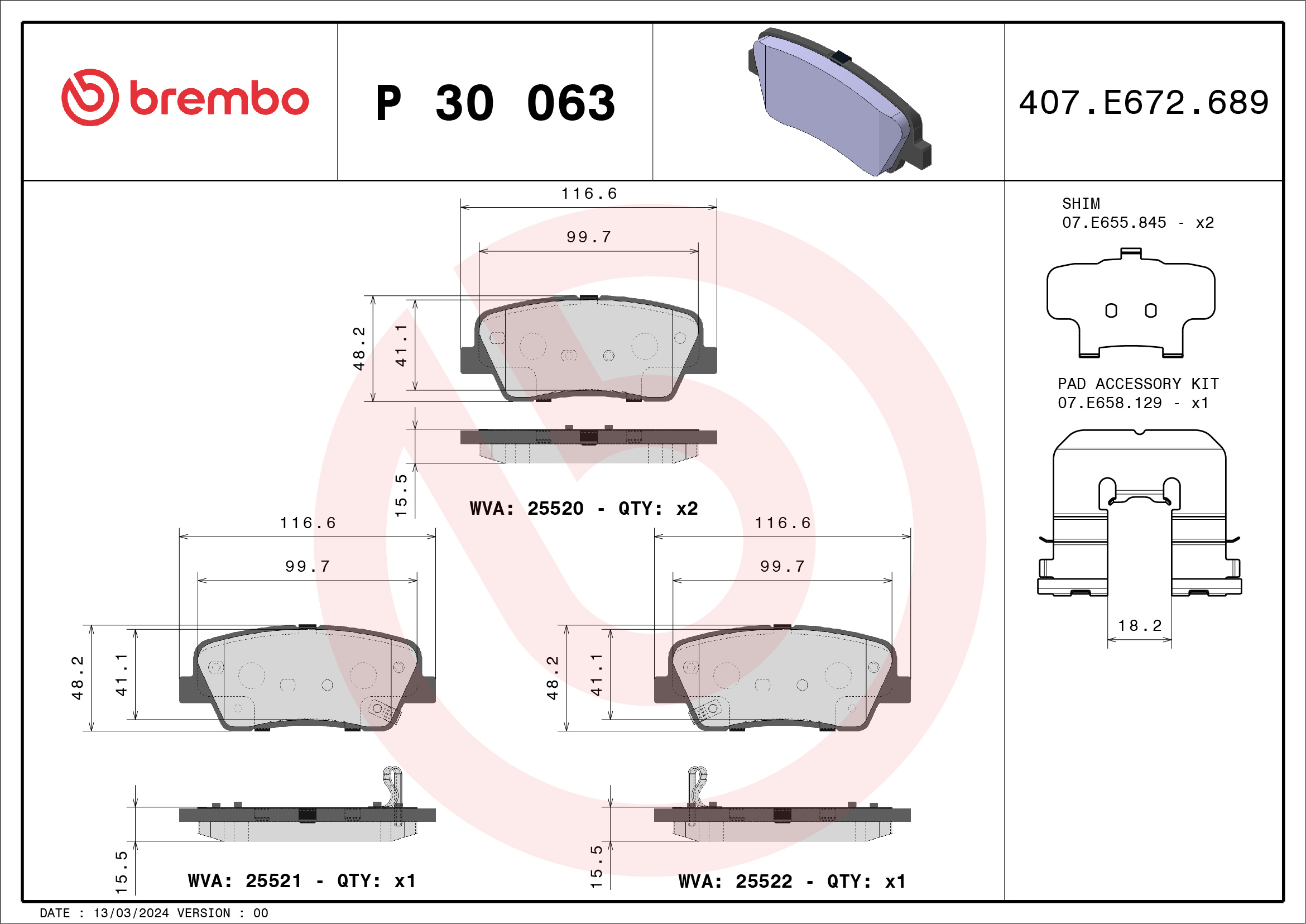 Placute frana BREMBO P 30 063