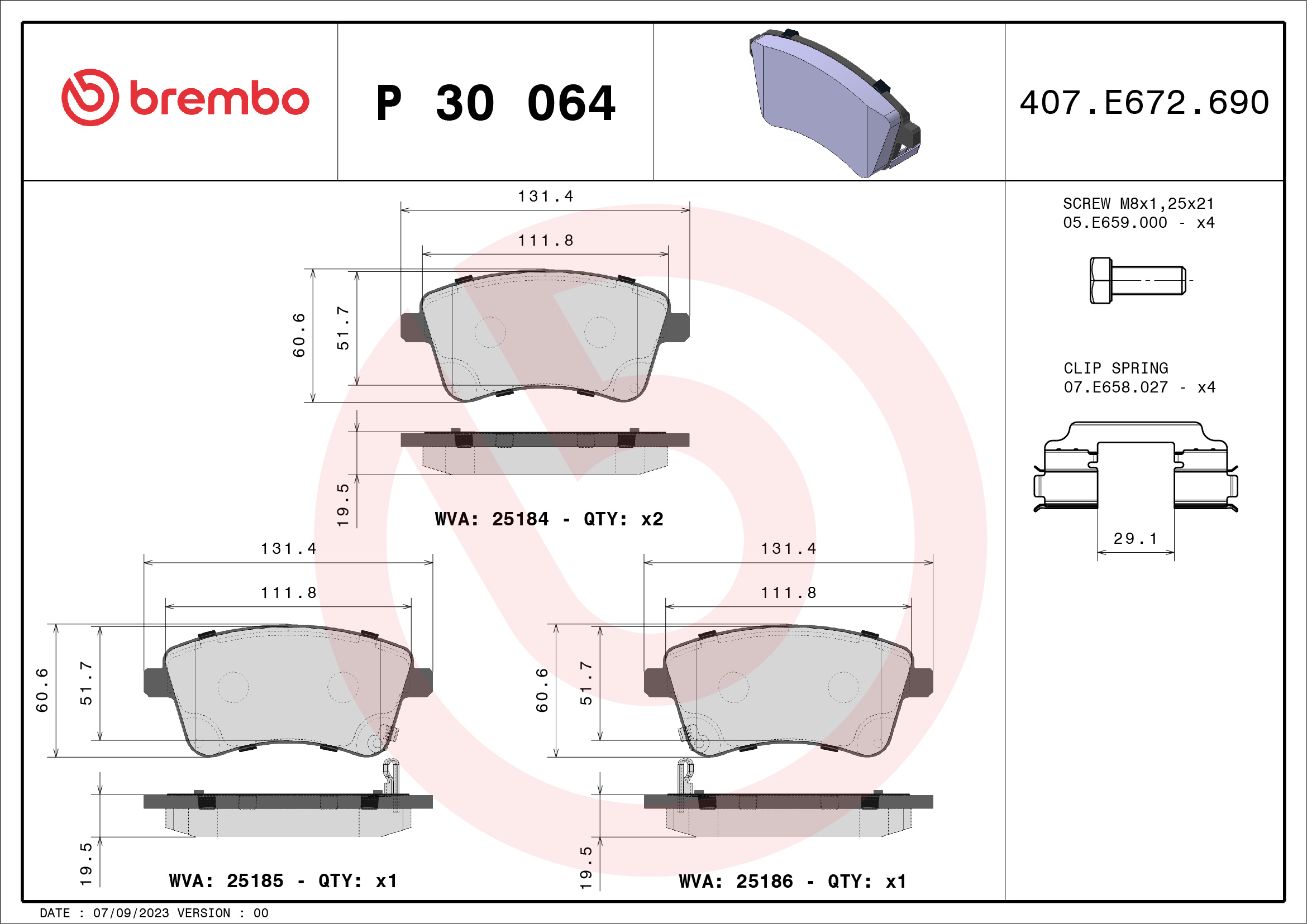 Placute frana BREMBO P 30 064