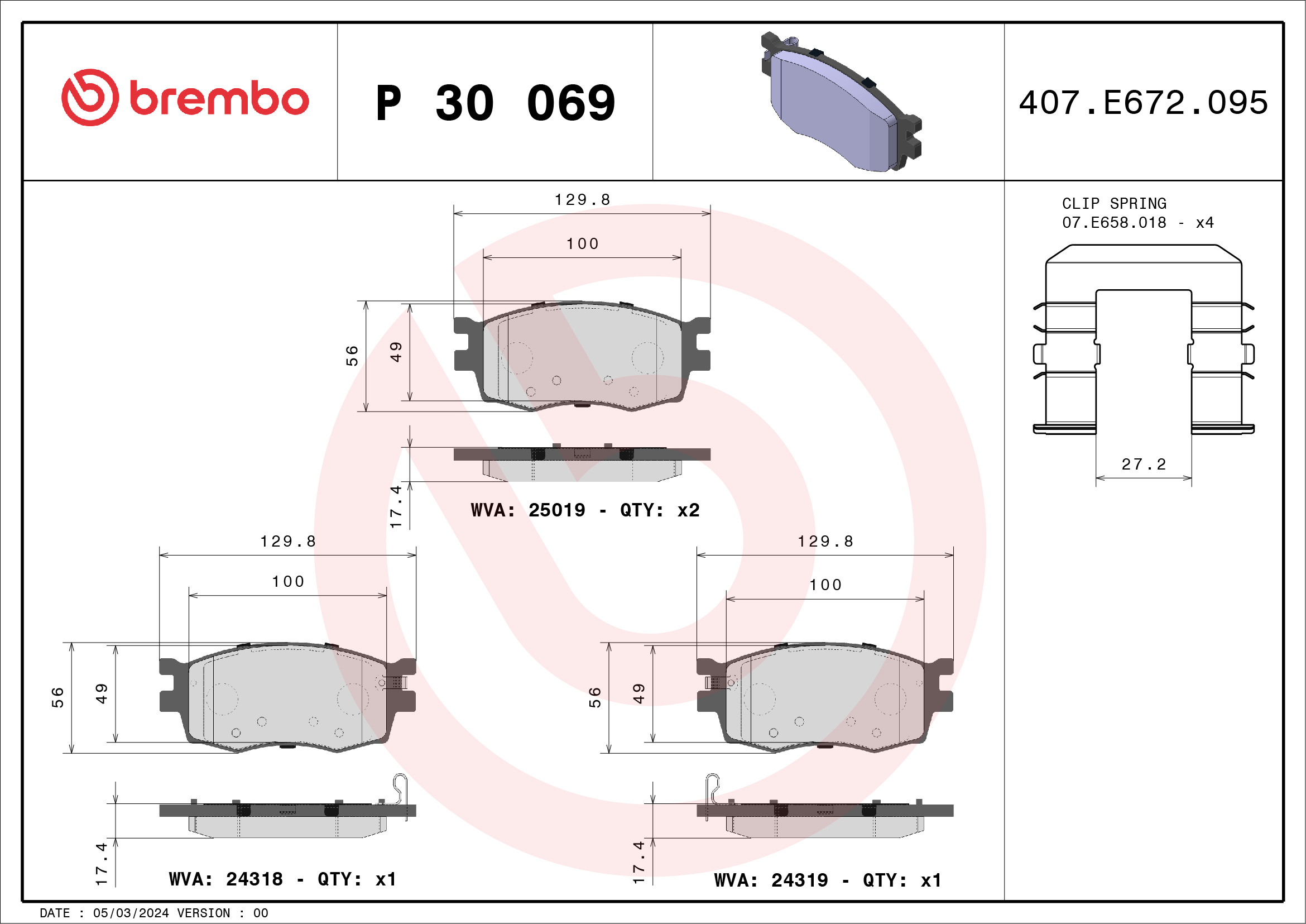 Placute frana BREMBO P 30 069