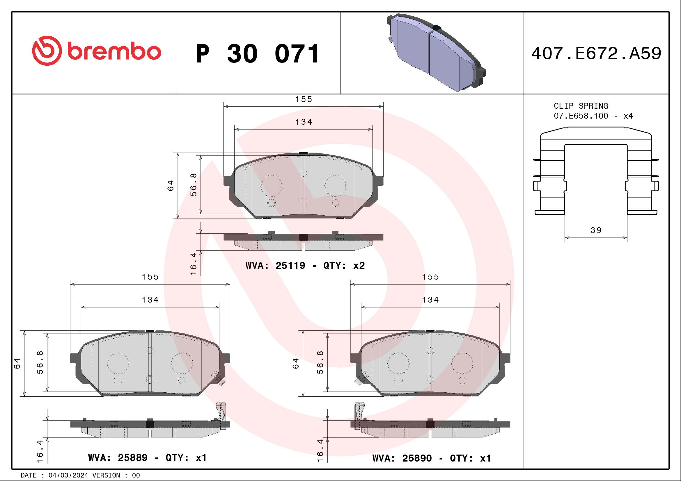 Placute frana BREMBO P 30 071