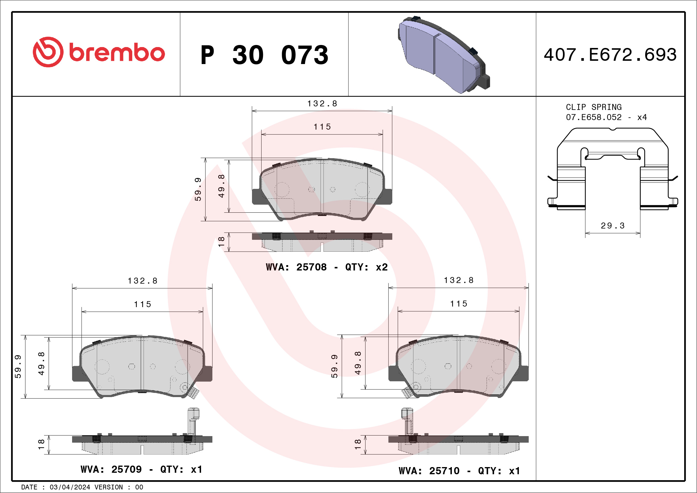 Placute frana BREMBO P 30 073
