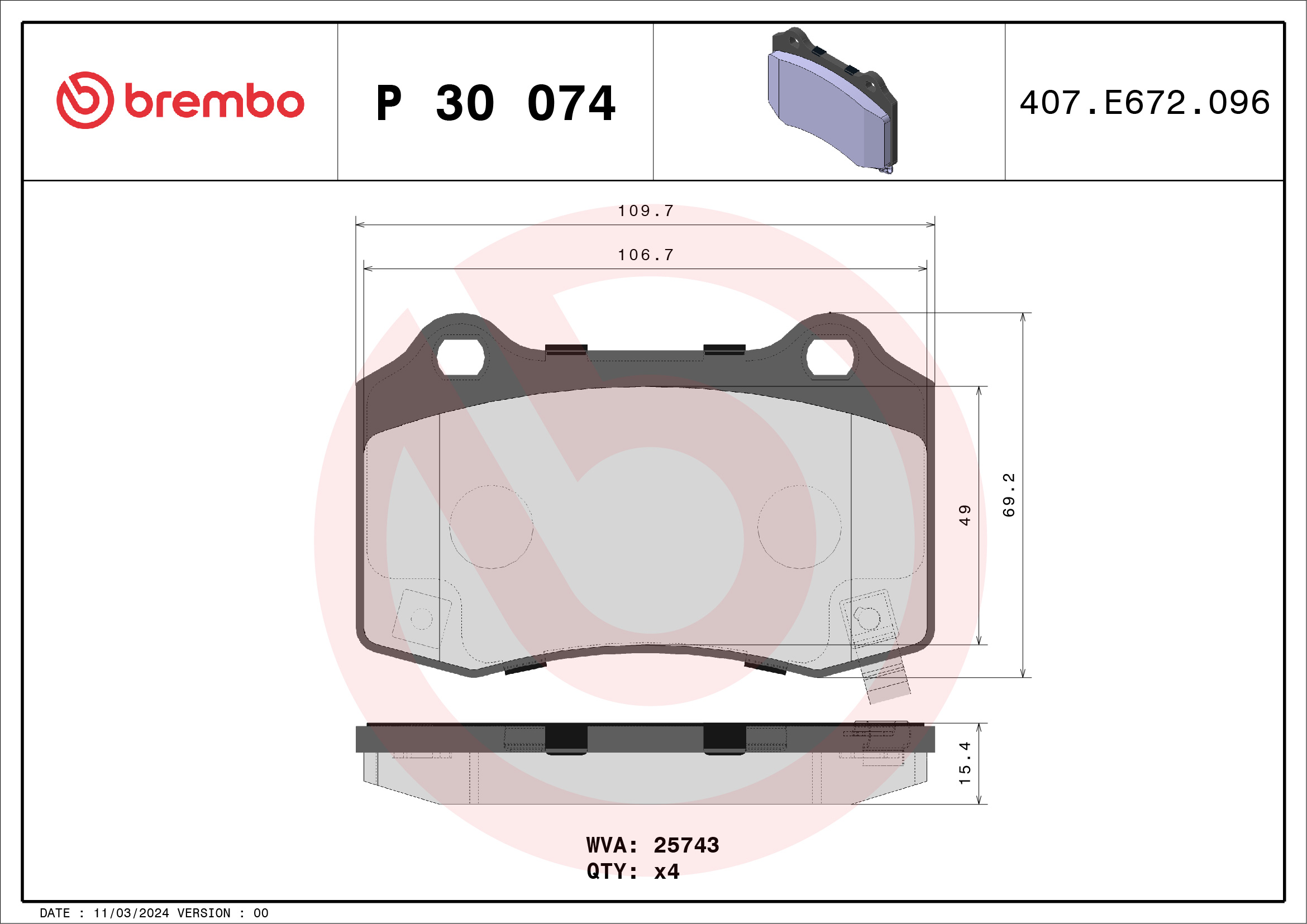 Placute frana BREMBO P 30 074